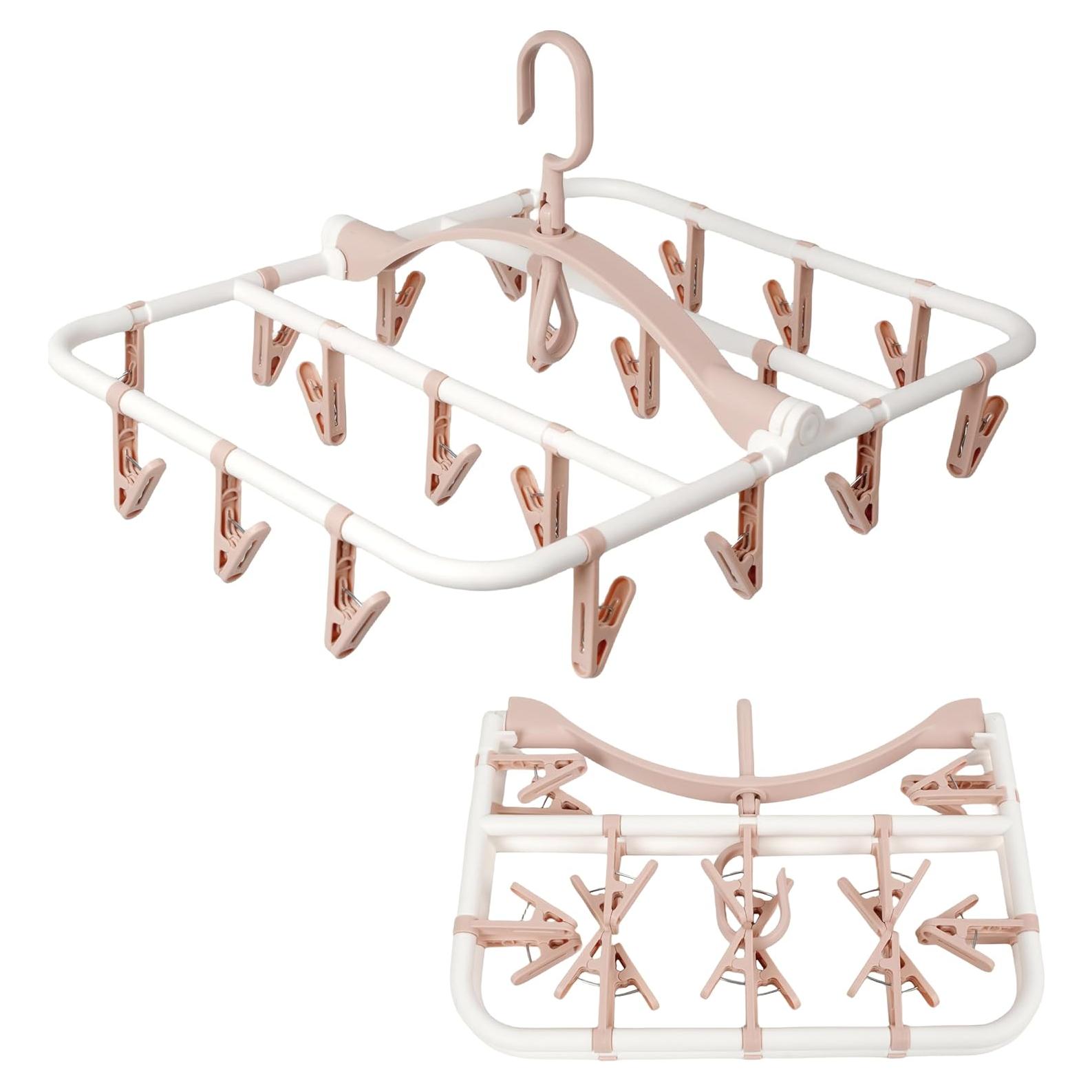 Perchero Plegable para Secar Ropa Foshine Rosa Claro 20 Clips