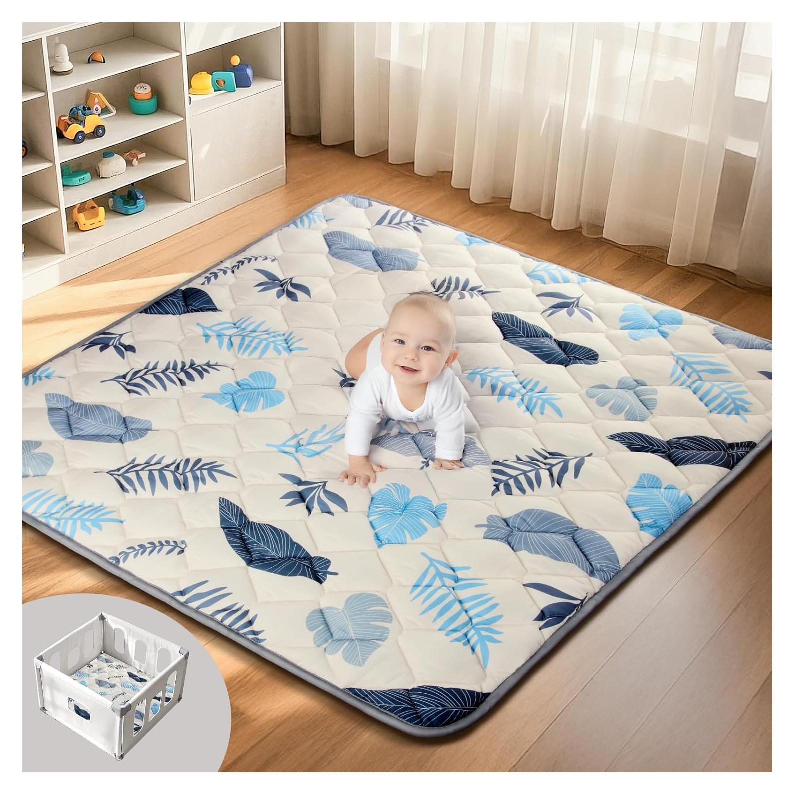 Alfombra de Juego para Bebés Antideslizante 127x127 cm Azul Océano