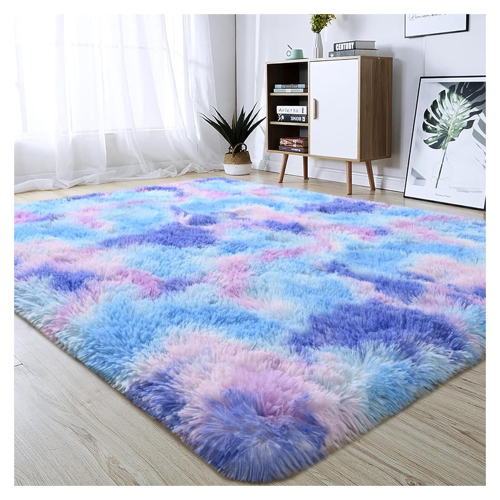 Alfombra Lavable Antideslizante junovo 1.52m x 2.44m Púrpura Tie-Dye