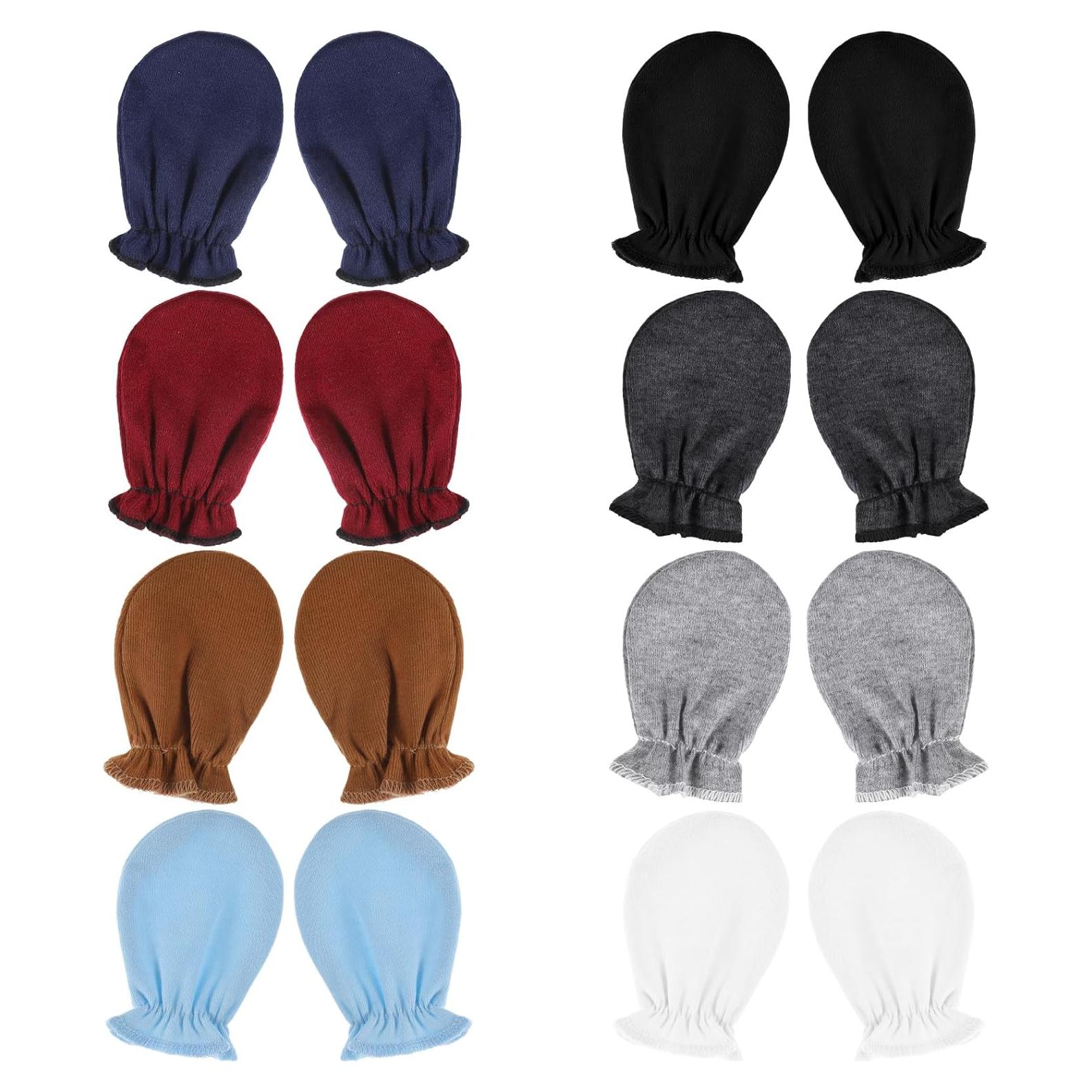 8 Pares de Manoplas para Bebés Recién Nacidos Algodón 0-6 Meses