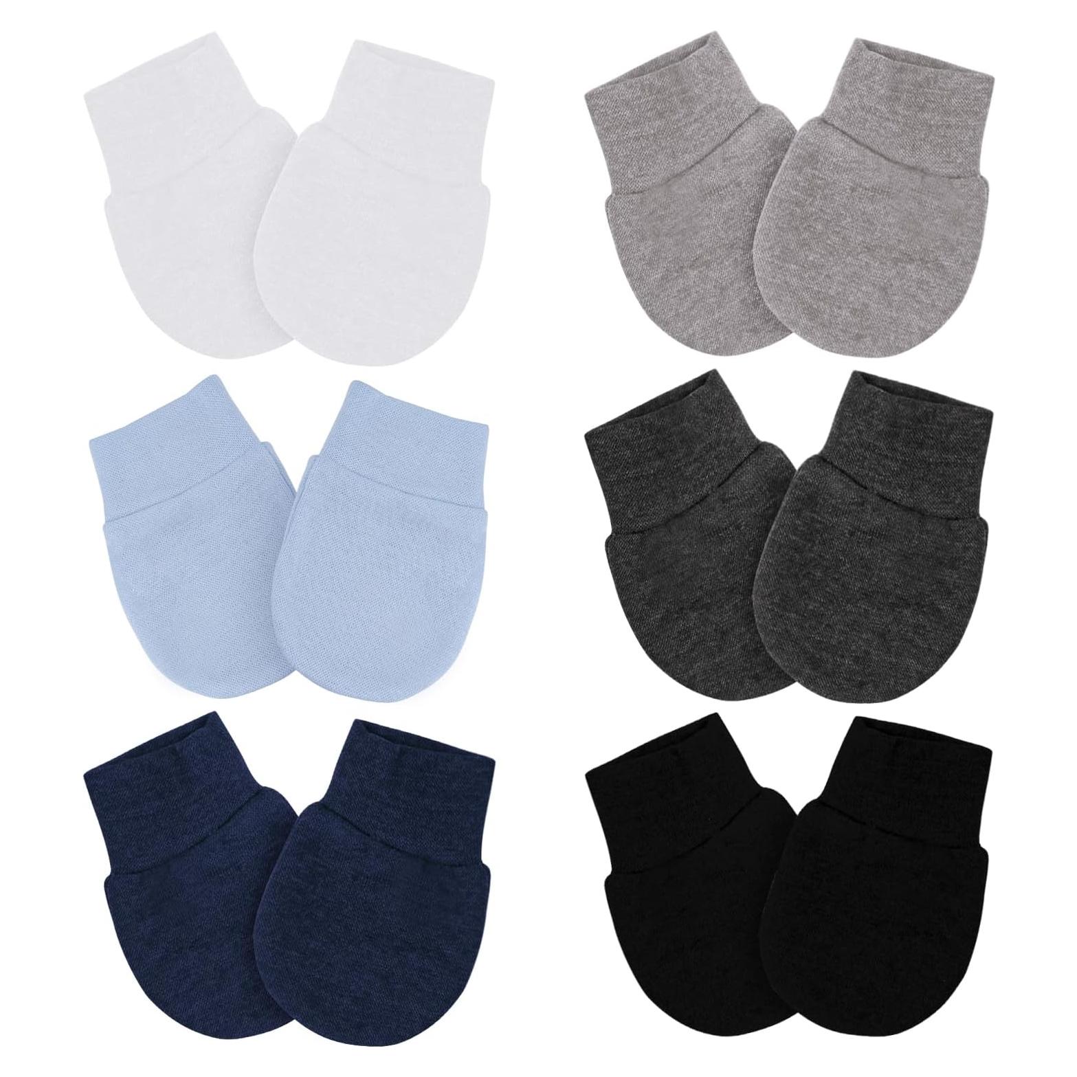 Manoplas para Bebé 6 Pares Algodón Sin Rasguños 0-6 Meses