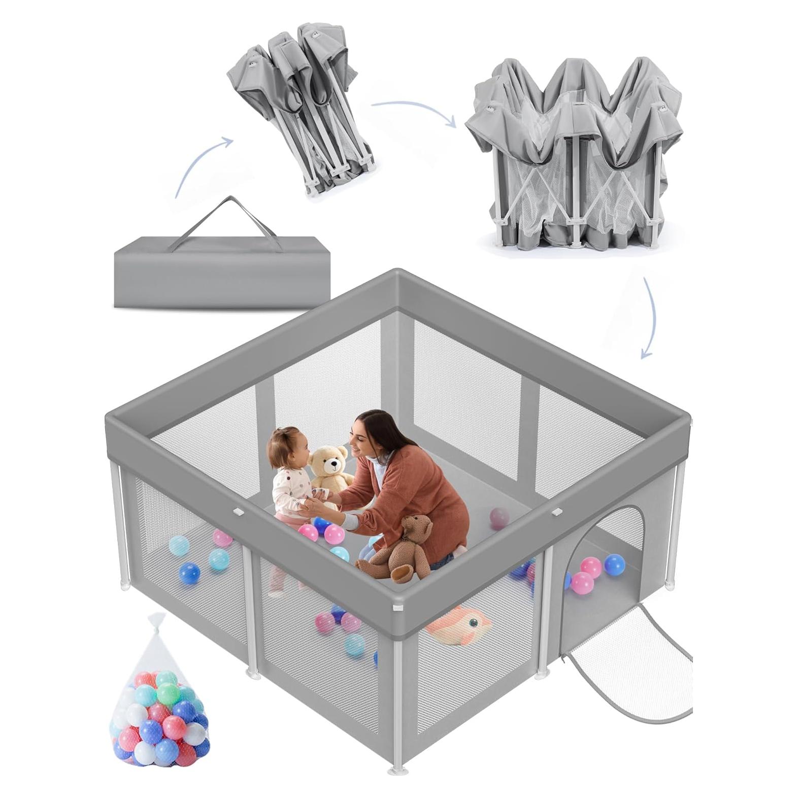 Parque Infantil Plegable PTCIDE 127x127cm Gris Seguro