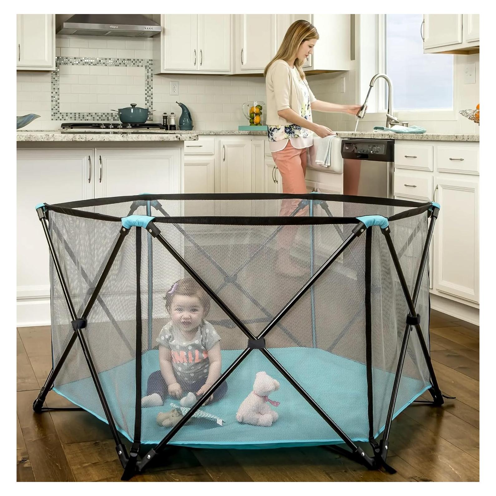 Parque Infantil Portátil 6 Paneles Aqua Seis Paneles 122 cm