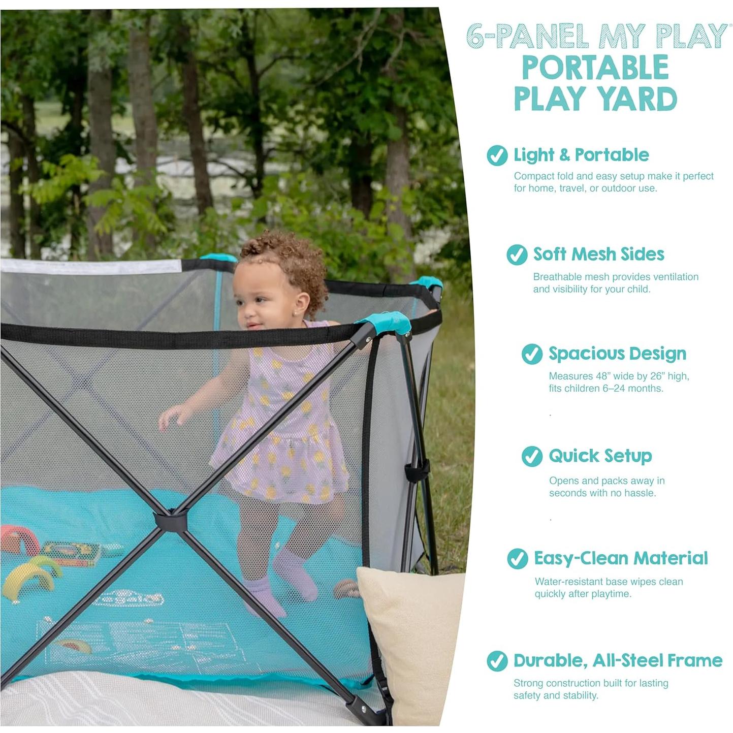 Parque Infantil Portátil 6 Paneles Aqua Seis Paneles 122 cm