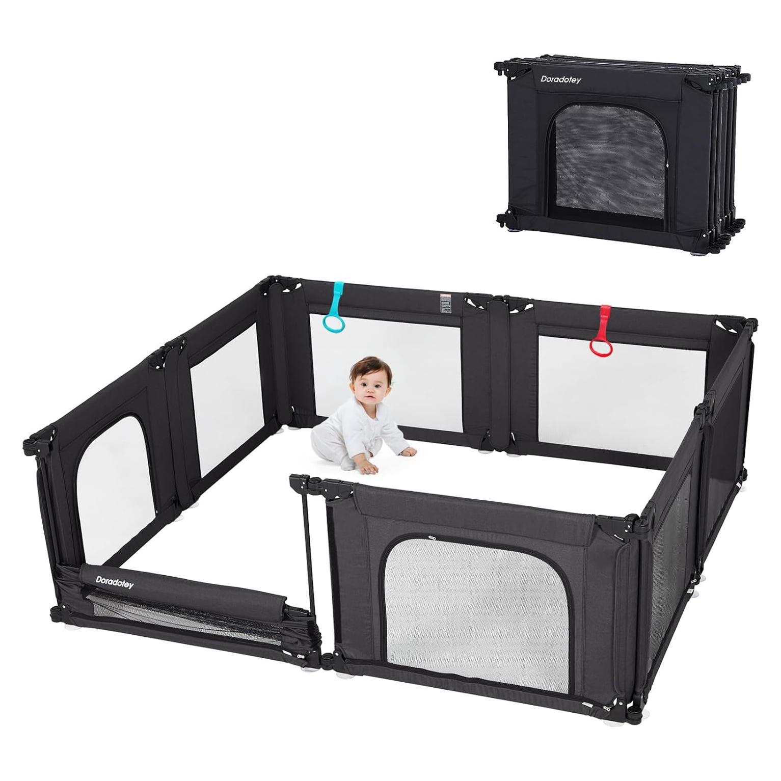 Parque Infantil Plegable Doradotey 200x180 cm Negro Ajustable