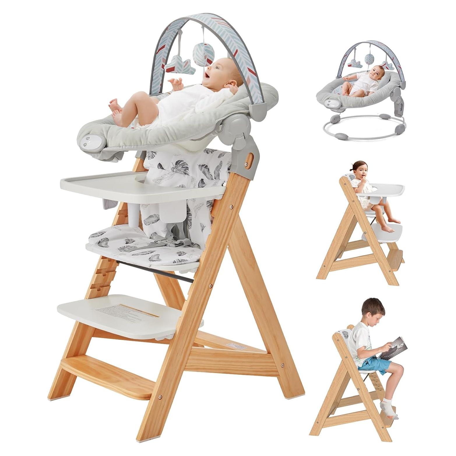 Silla Alta de Madera Amarilla con Columpio y Bandeja - 8.16 kg