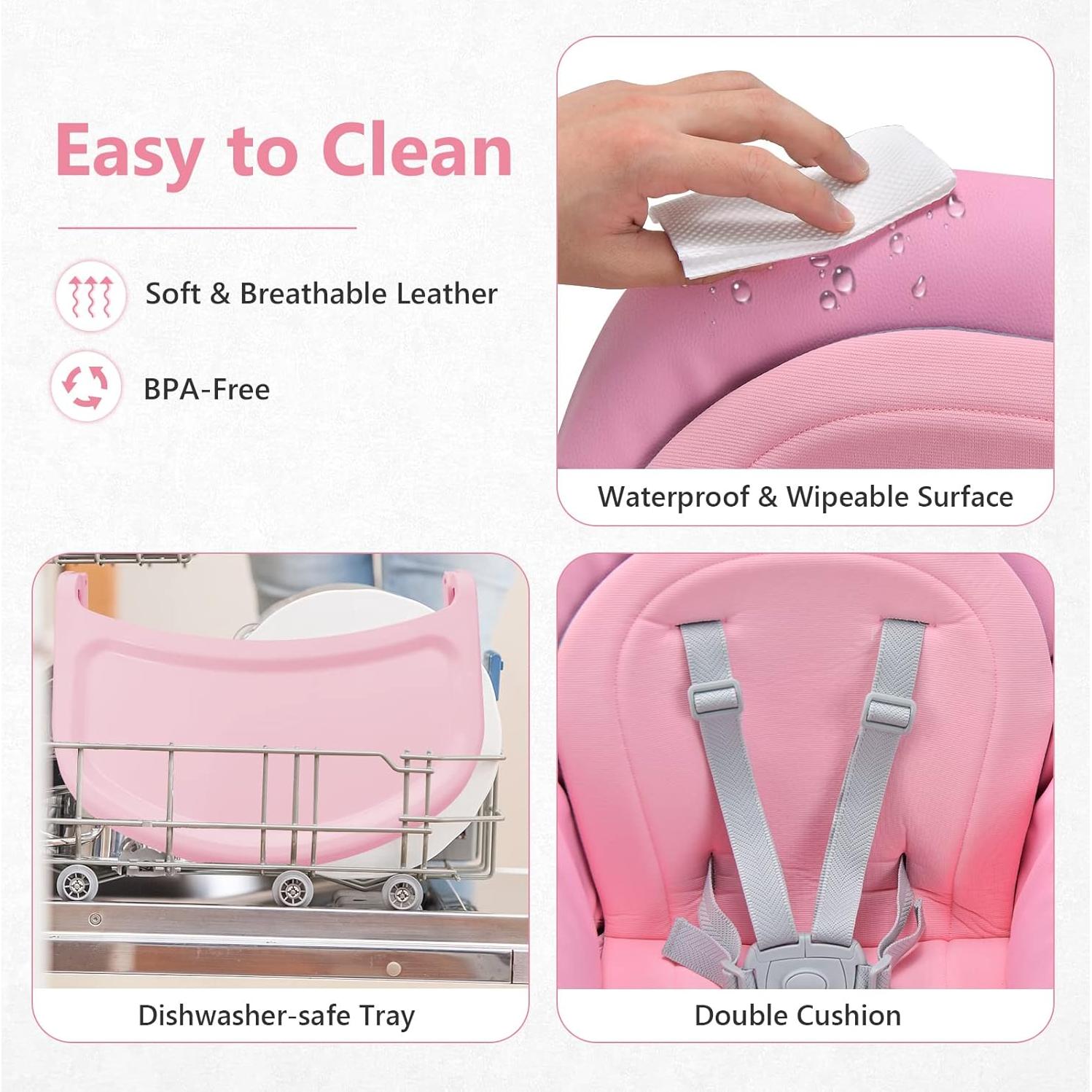 Silla Alta 8 en 1 INFANS para Bebés y Niños Pequeños Rosa