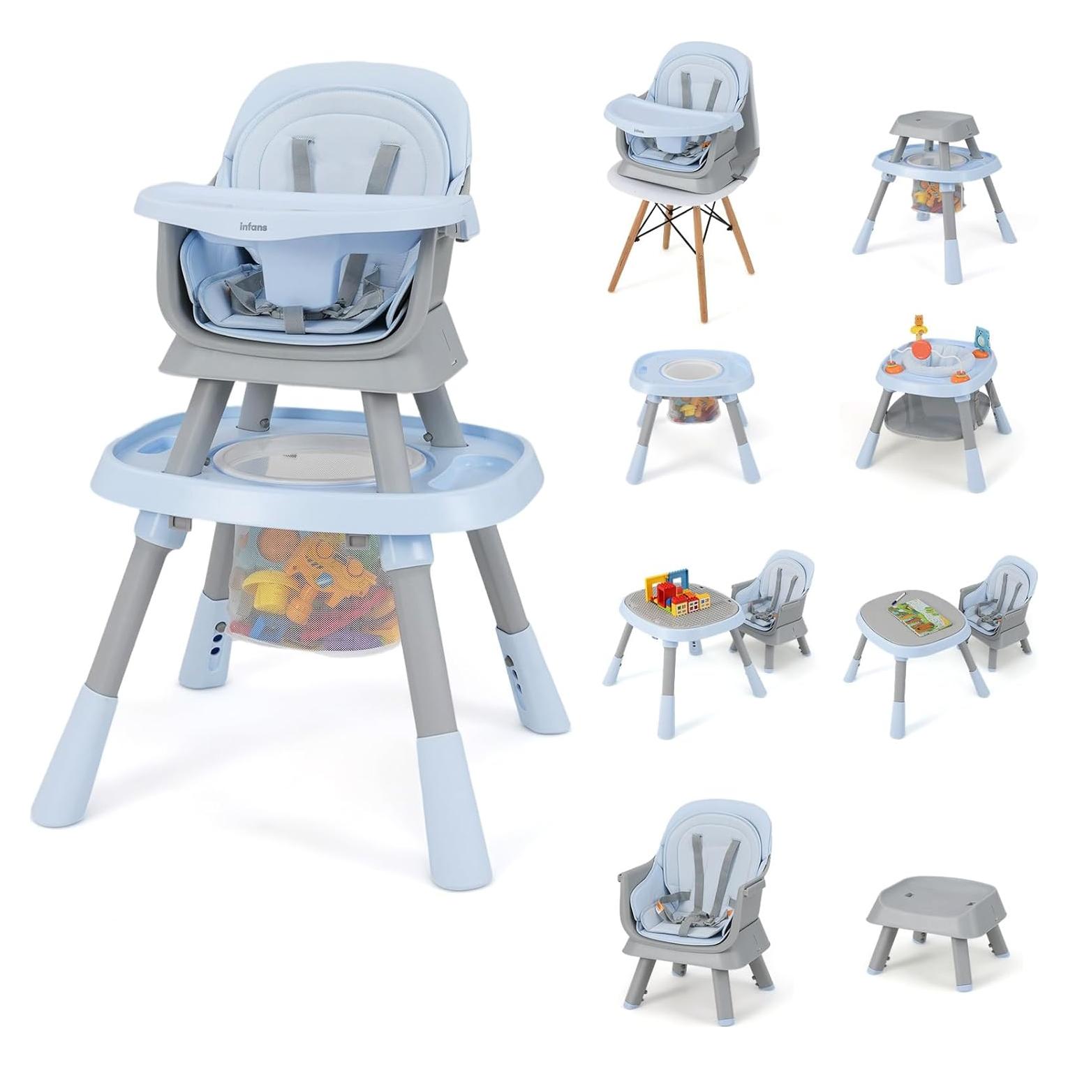 Silla Alta Multifuncional INFANS 9 en 1 para Bebés Azul