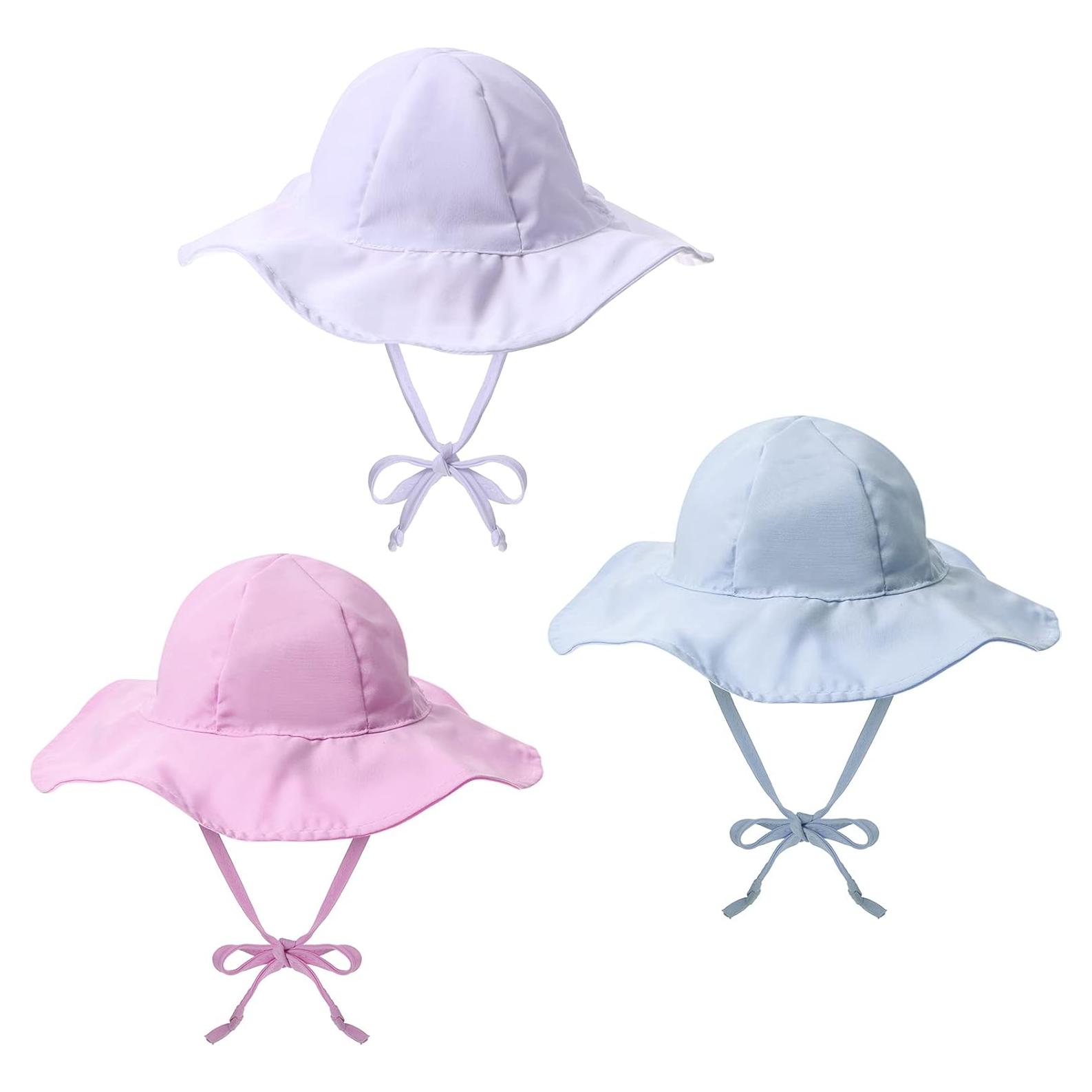 Geyoga 3 Sombreros de Sol para Bebé Ajustables 0-12 Meses