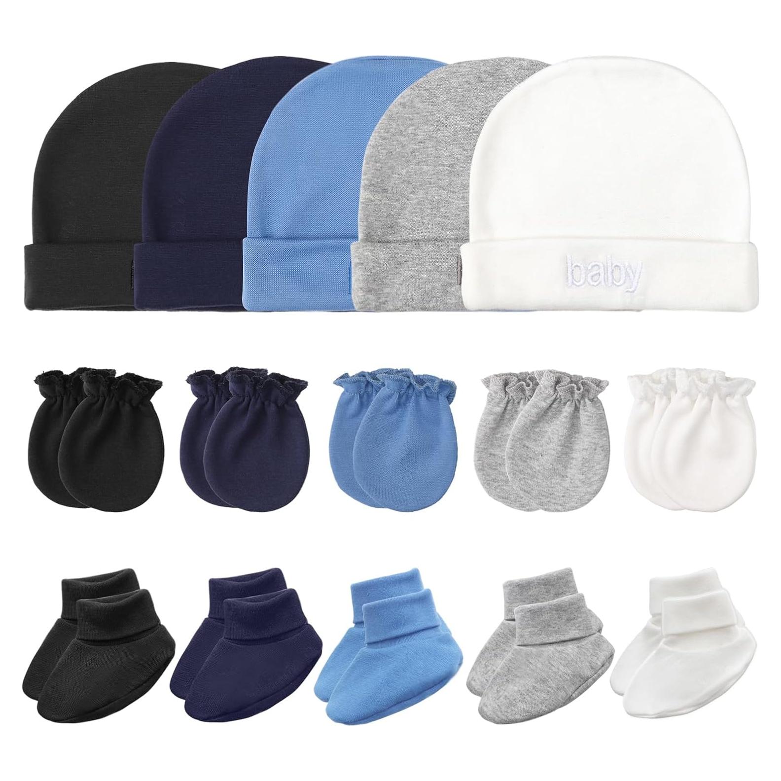 Conjunto de gorros, manoplas y calcetines AQOKKA para bebés 0-6 meses