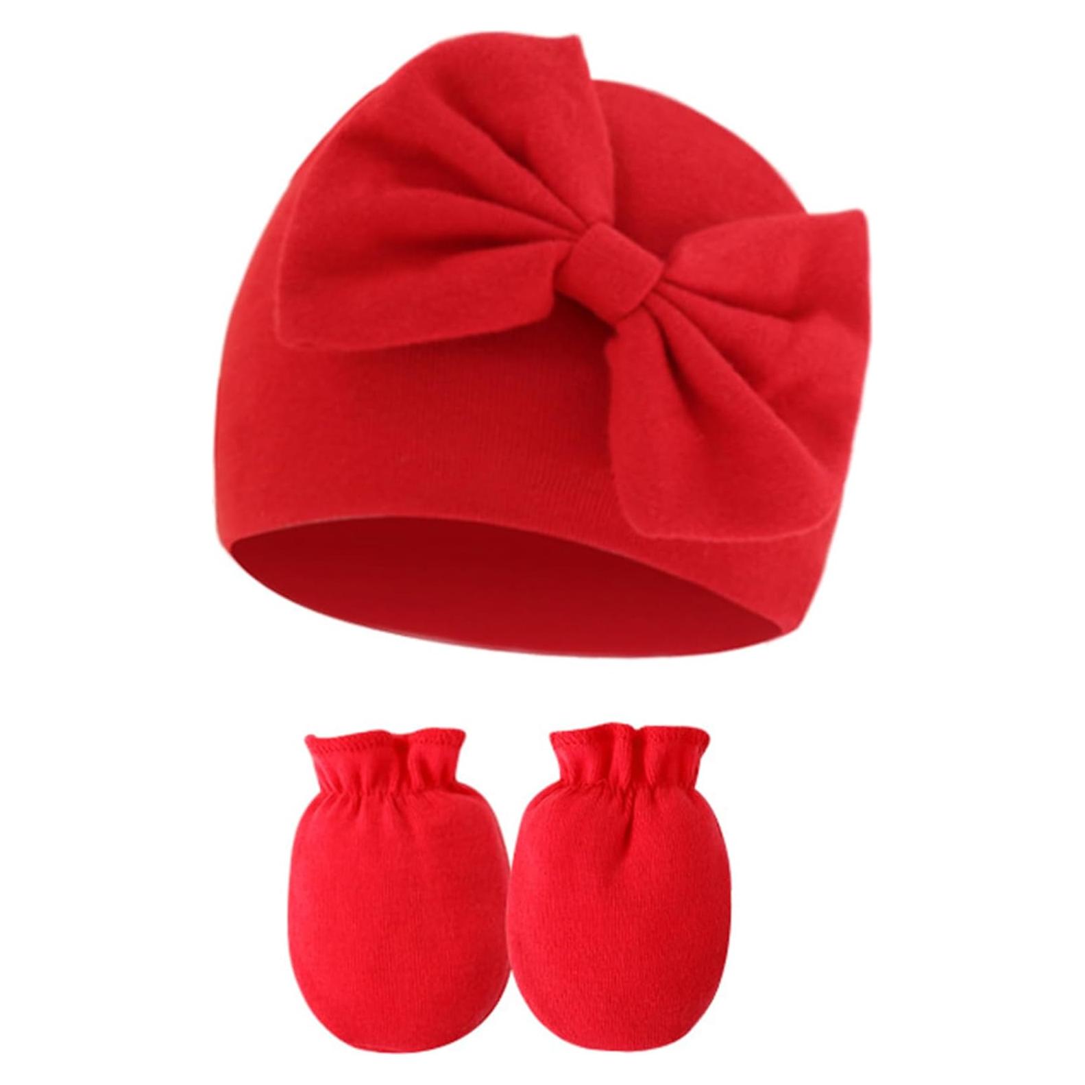Gorro y Mitones para Recién Nacido UTTPLL 0-6 Meses Rojo