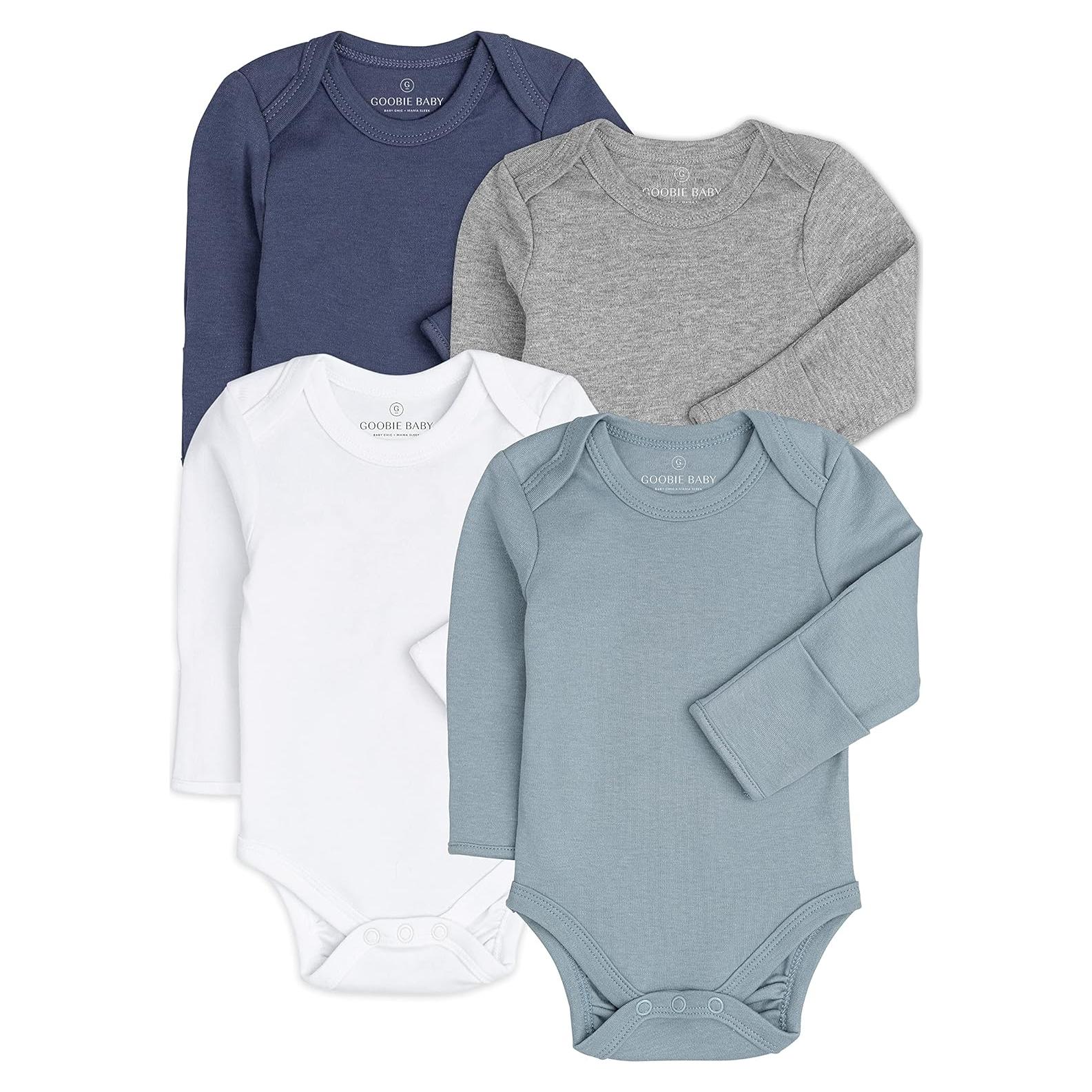Conjunto de 4 Bodysuits Clásicos Unisex Goobie Baby 100% Algodón