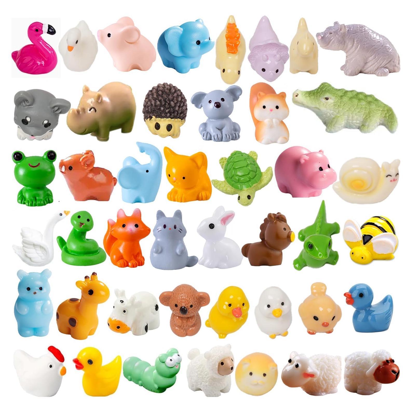 46 Piezas Mini Animales de Resina Multicolor Damyda