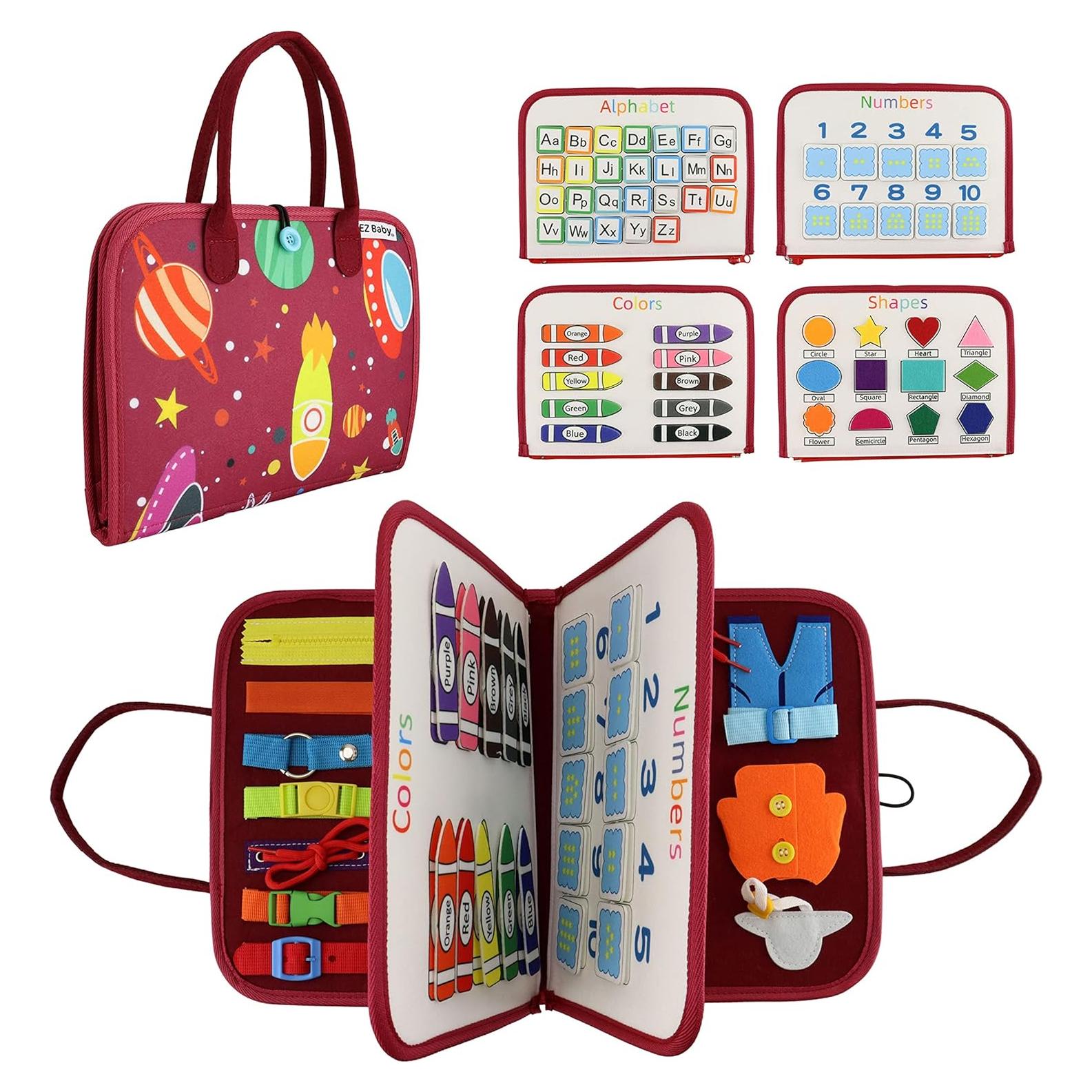 Tabla Ocupada Montessori EZ Baby para Niños 1-3 Años Rojo