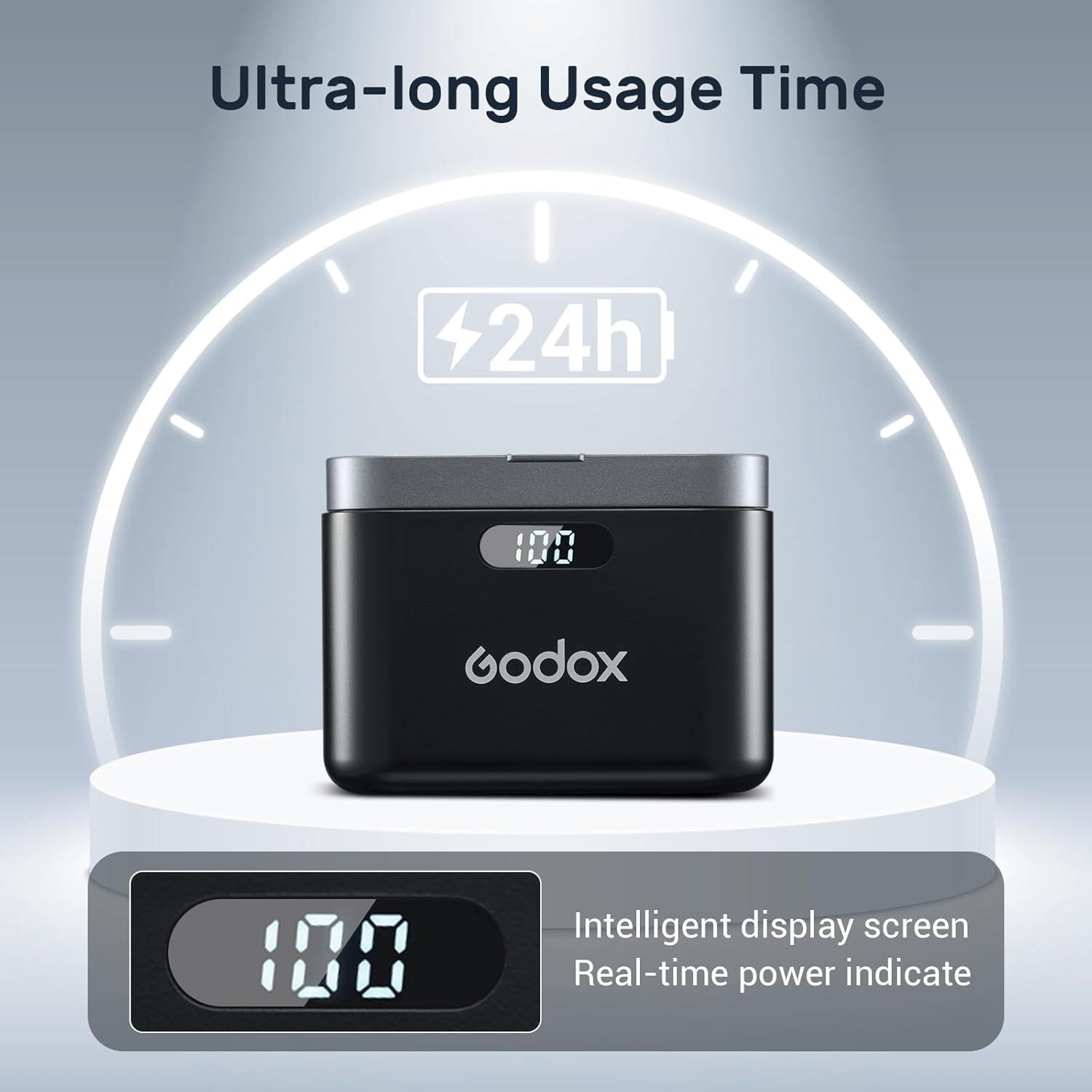 Micrófono Inalámbrico Lavalier Godox WES2 para Cámara y Smartphone