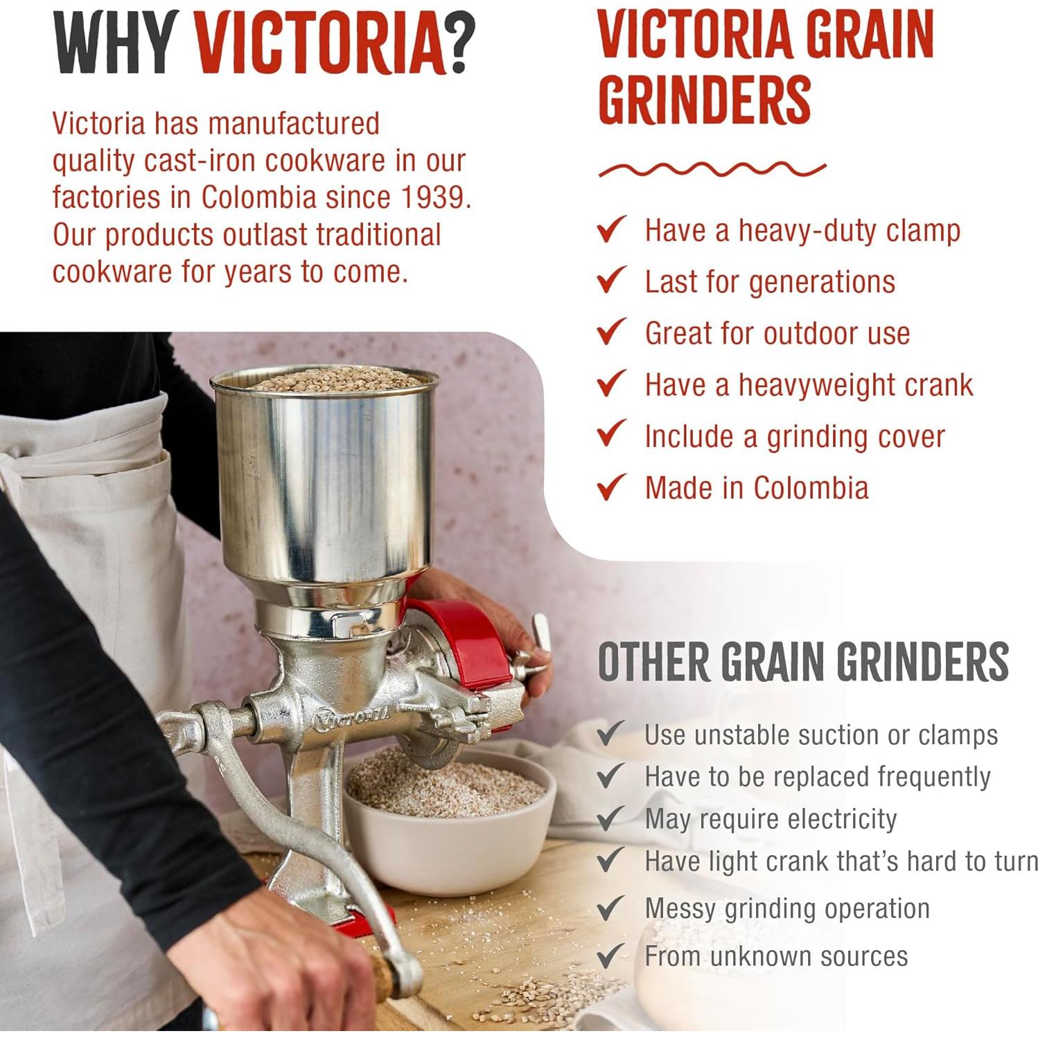 Molino Manual de Hierro Fundido Victoria GRN-100 para Granos