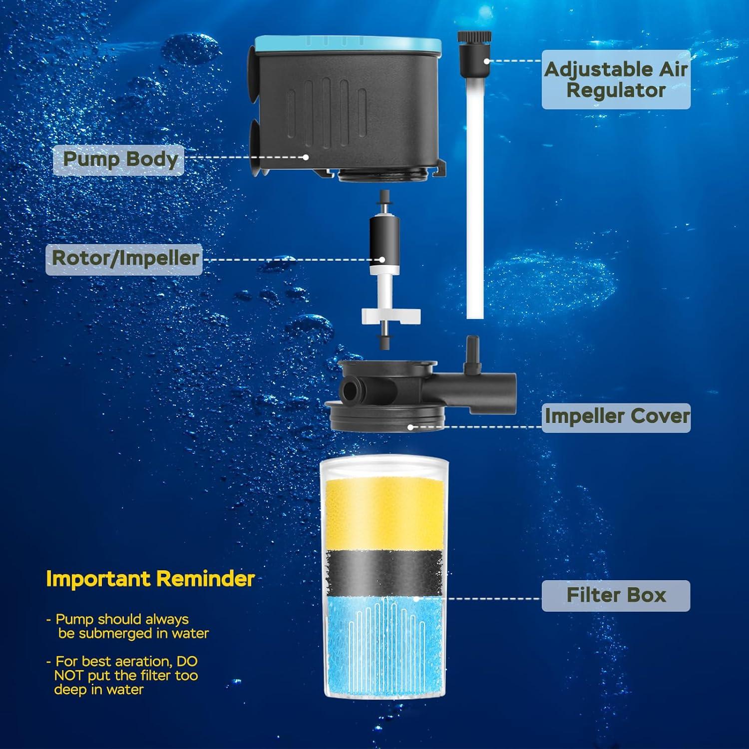 Filtro Interno para Acuario Devopet QT-088, 19-76L, 130GPH