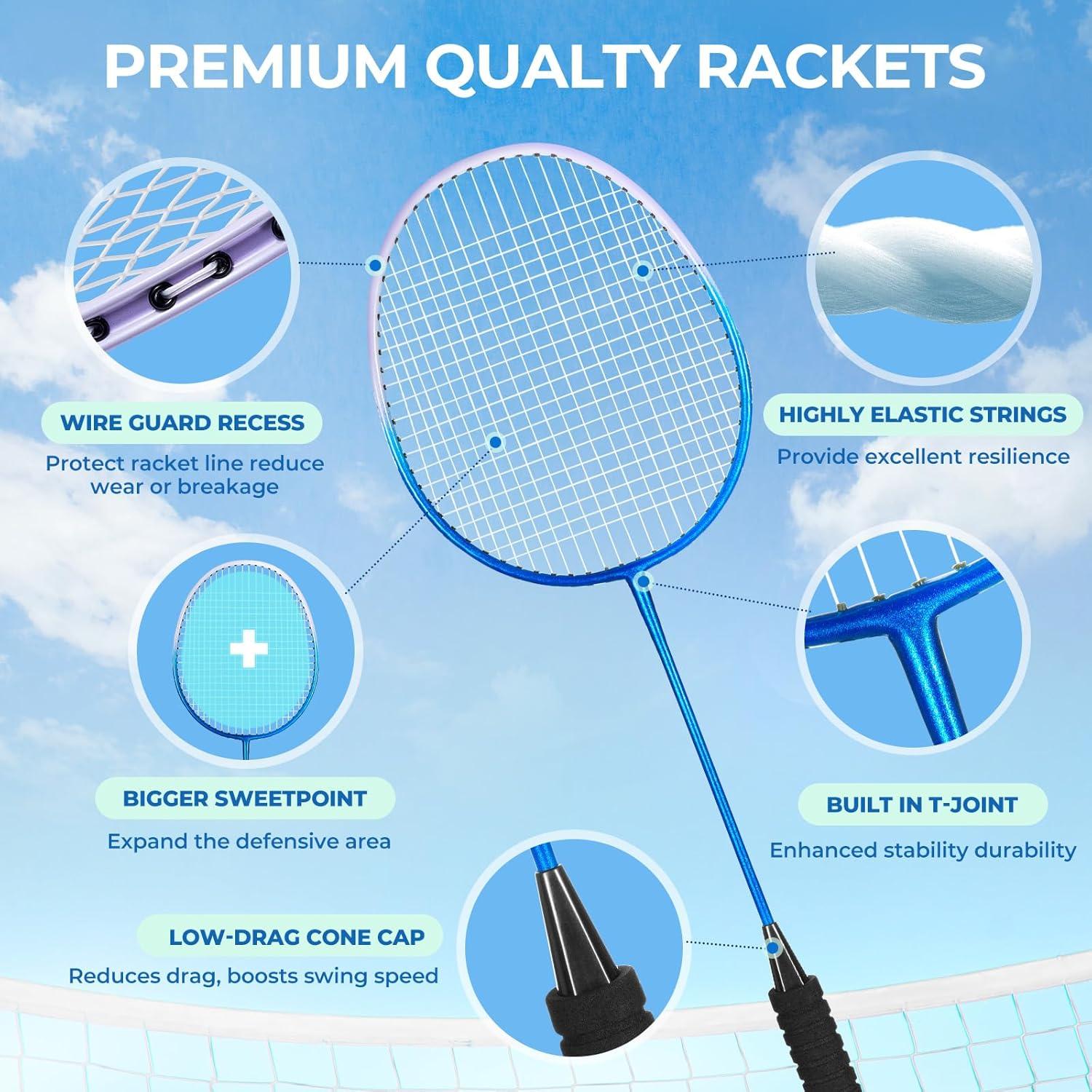 Conjunto de Raquetas de Bádminton HIRALIY 4 Jugadores con Bolsa