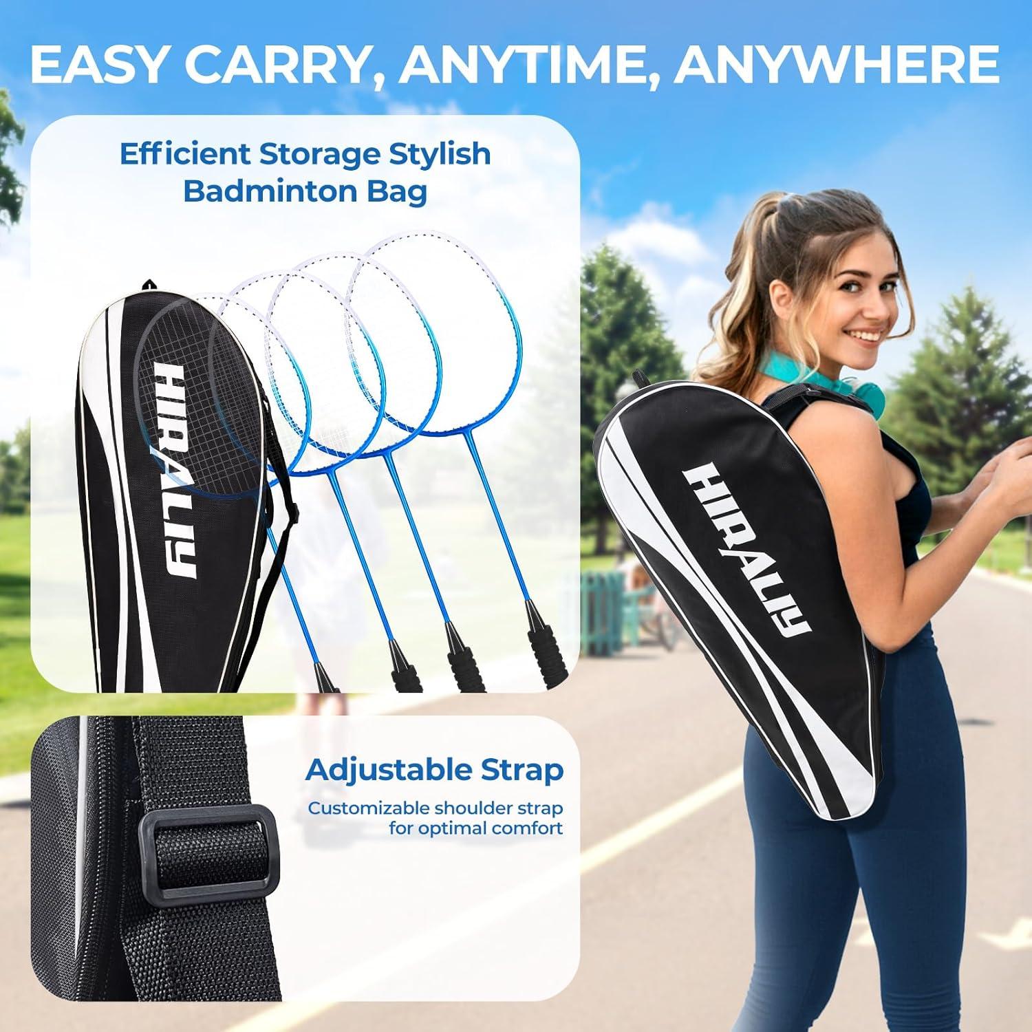 Conjunto de Raquetas de Bádminton HIRALIY 4 Jugadores con Bolsa