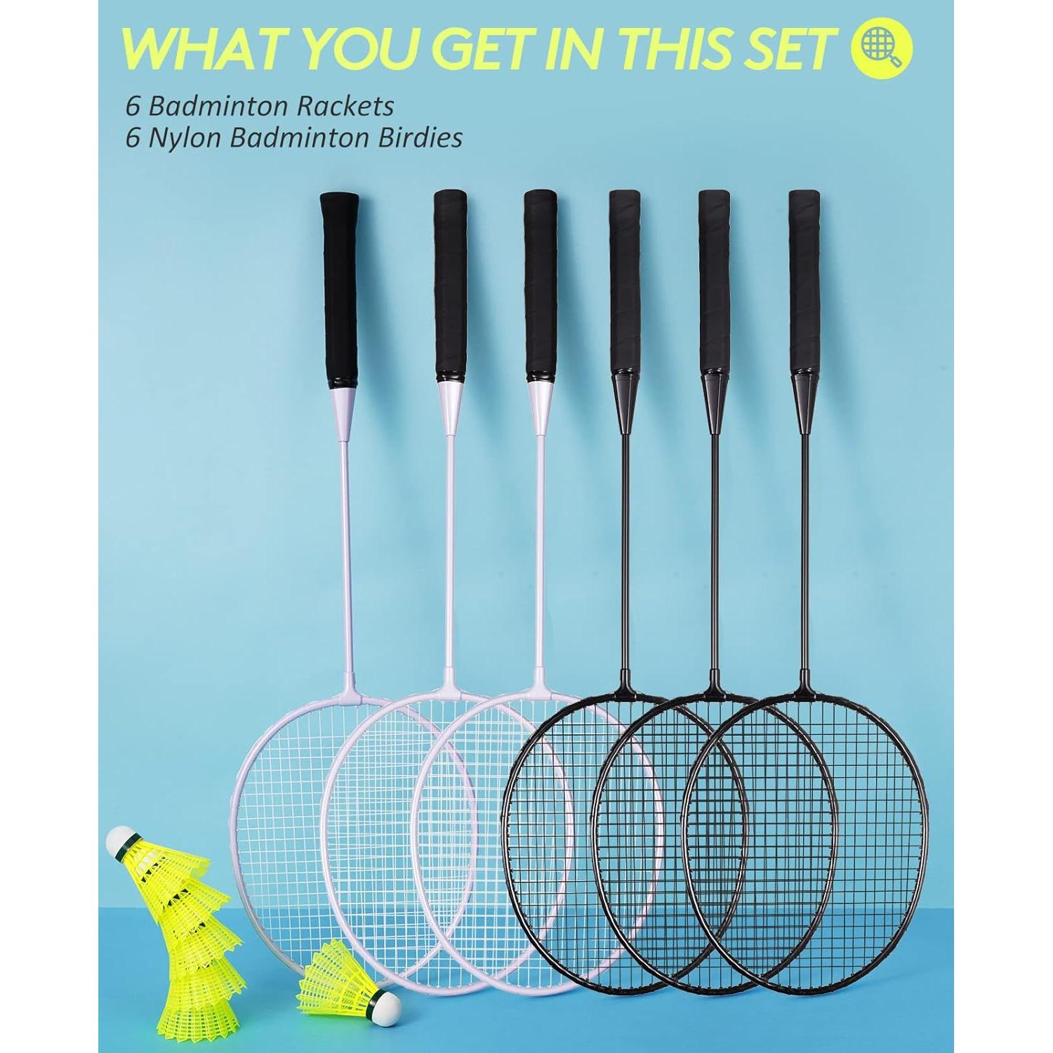 Juego de Bádminton AboveGenius con 6 Raquetas y 6 Volantes