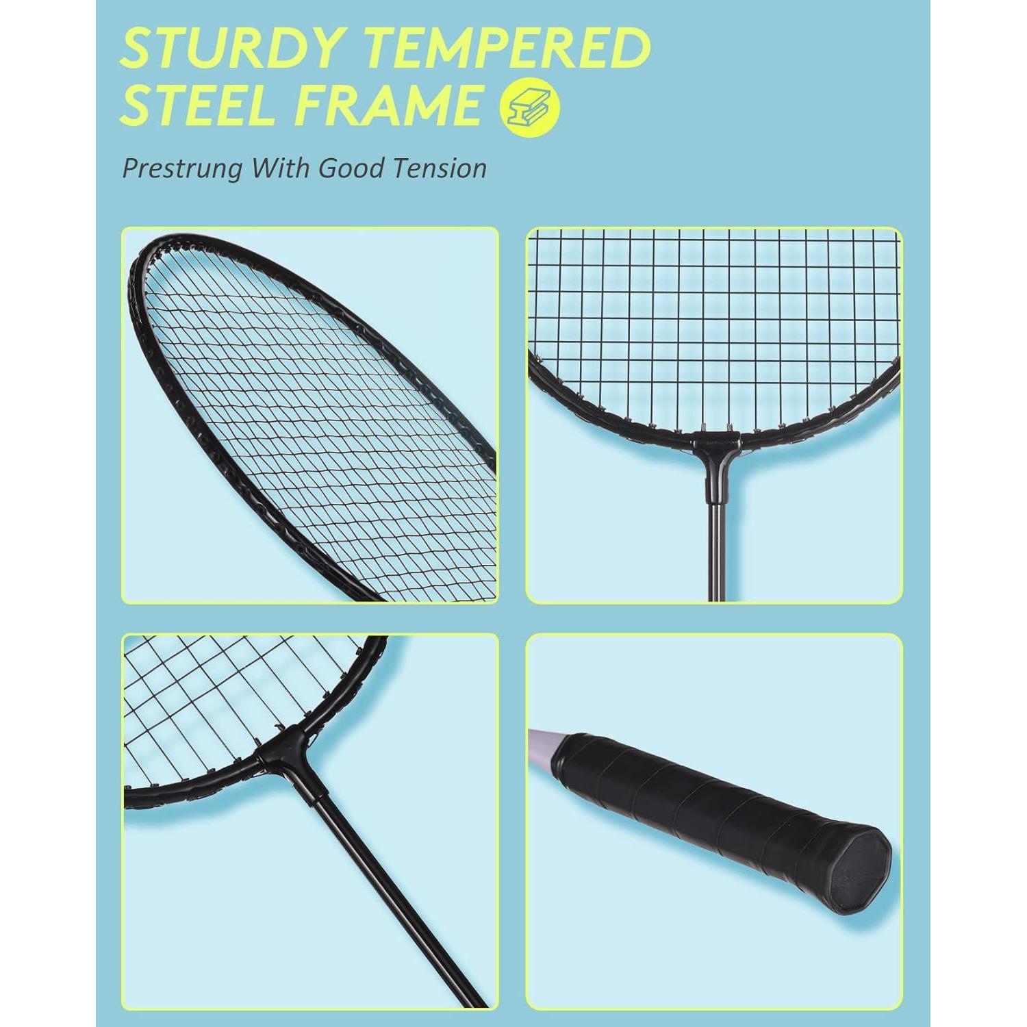 Juego de Bádminton AboveGenius con 6 Raquetas y 6 Volantes