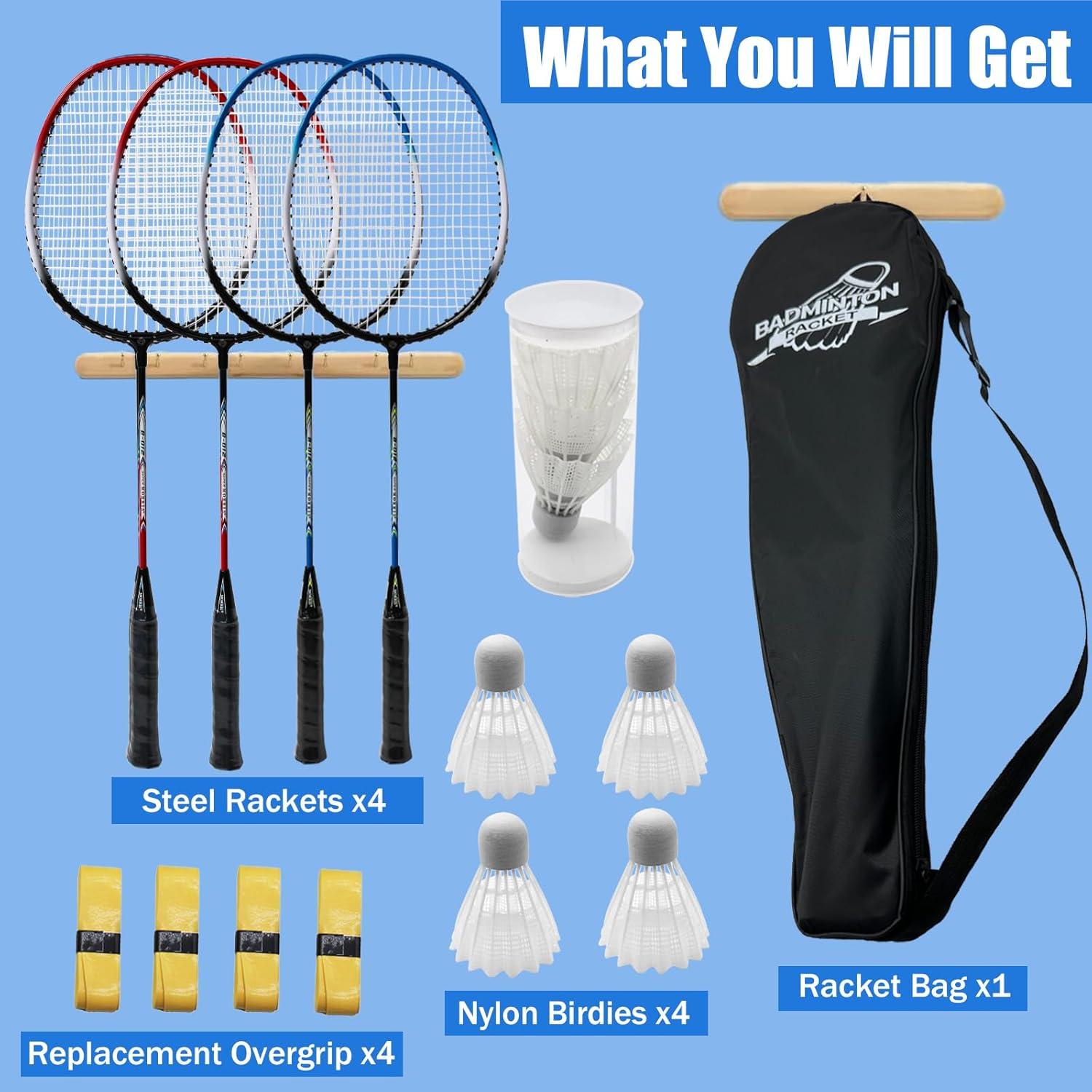 Juego de Raquetas de Bádminton Magicorange 4 Piezas con Bolsa