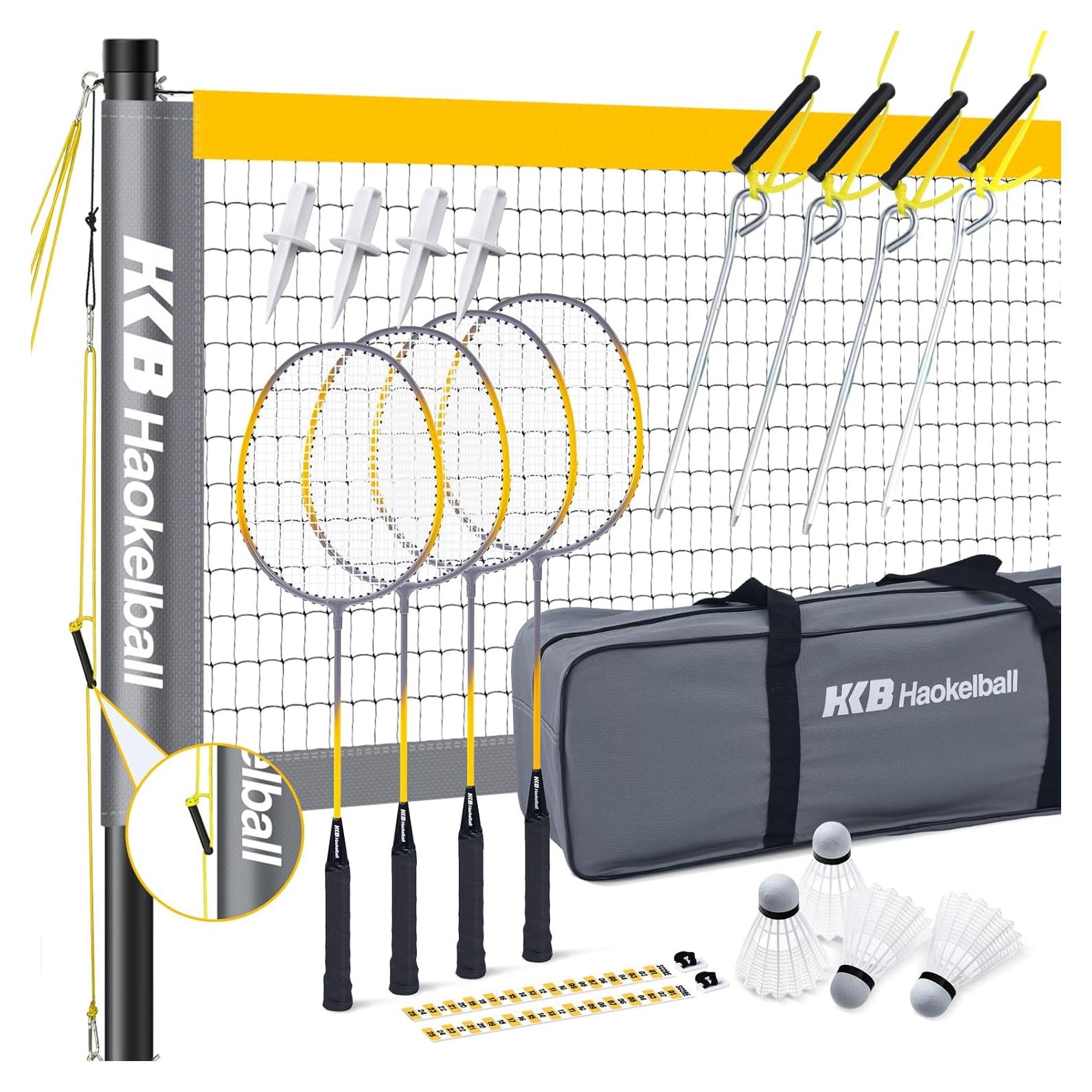 Conjunto de Bádminton Profesional Haokelball 4 Raquetas y Red