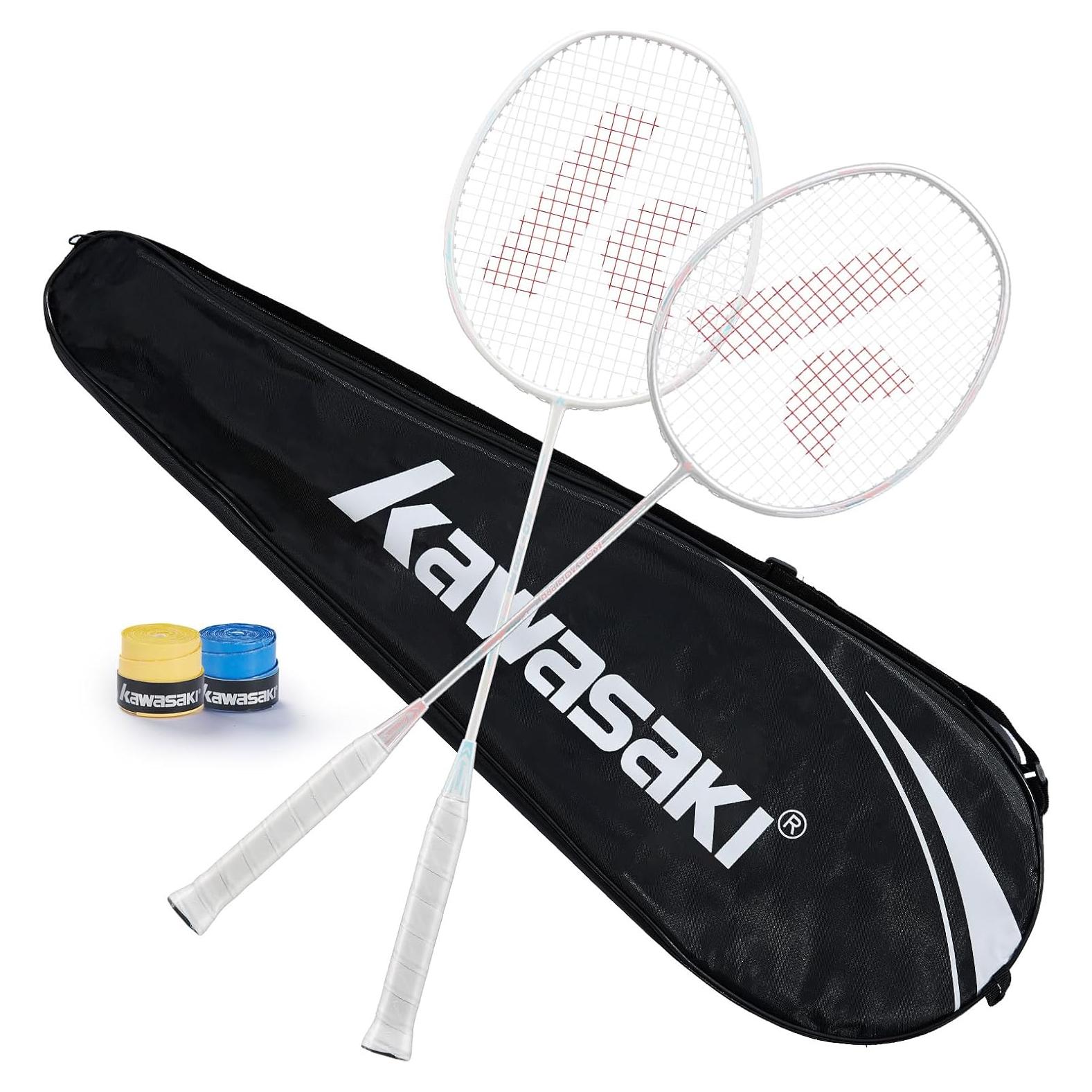 Set de bádminton Kawasaki US-KD-700PRO con 2 raquetas de carbono