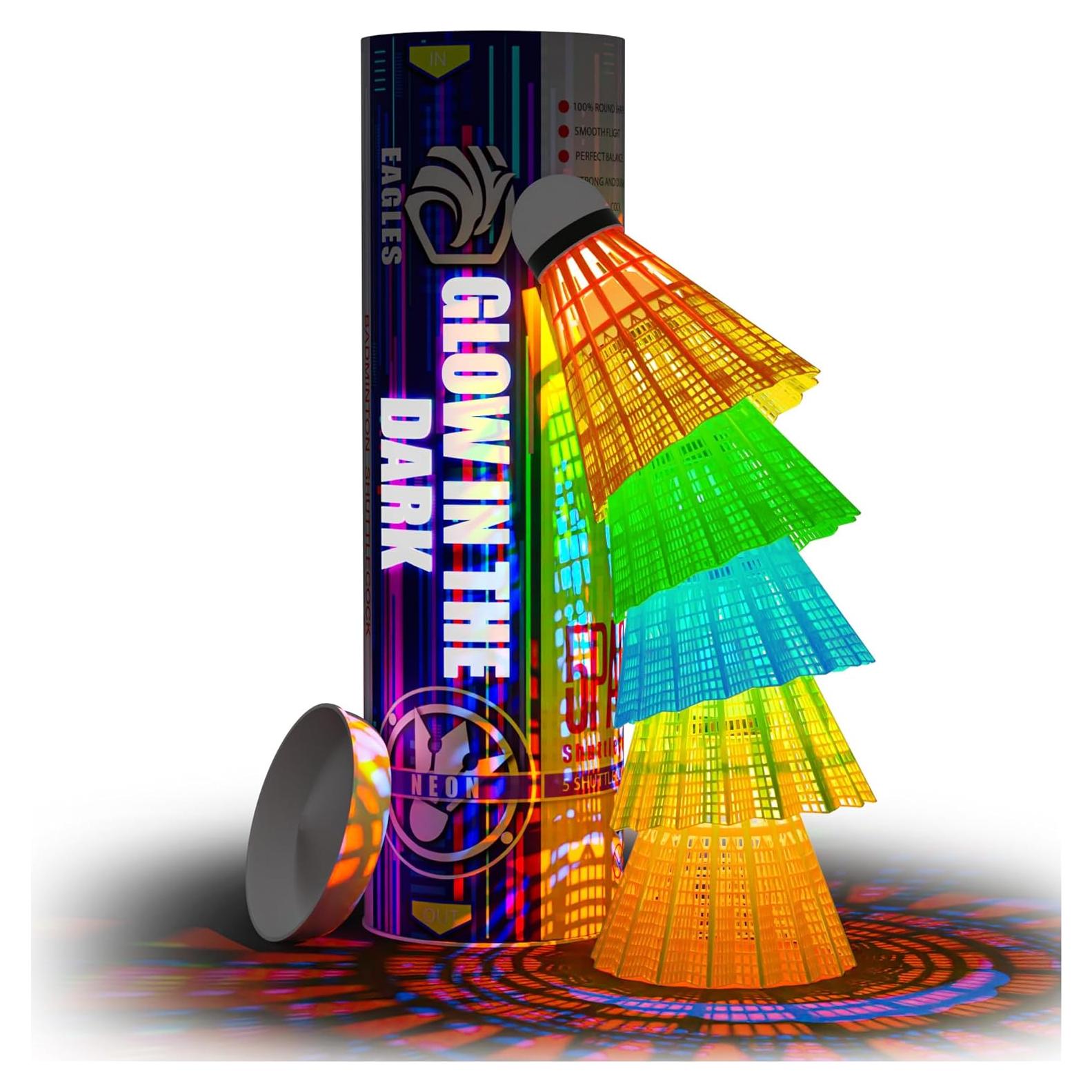 Volantes de Bádminton LED EAGLES - Paquete de 5 Nylon Brillantes