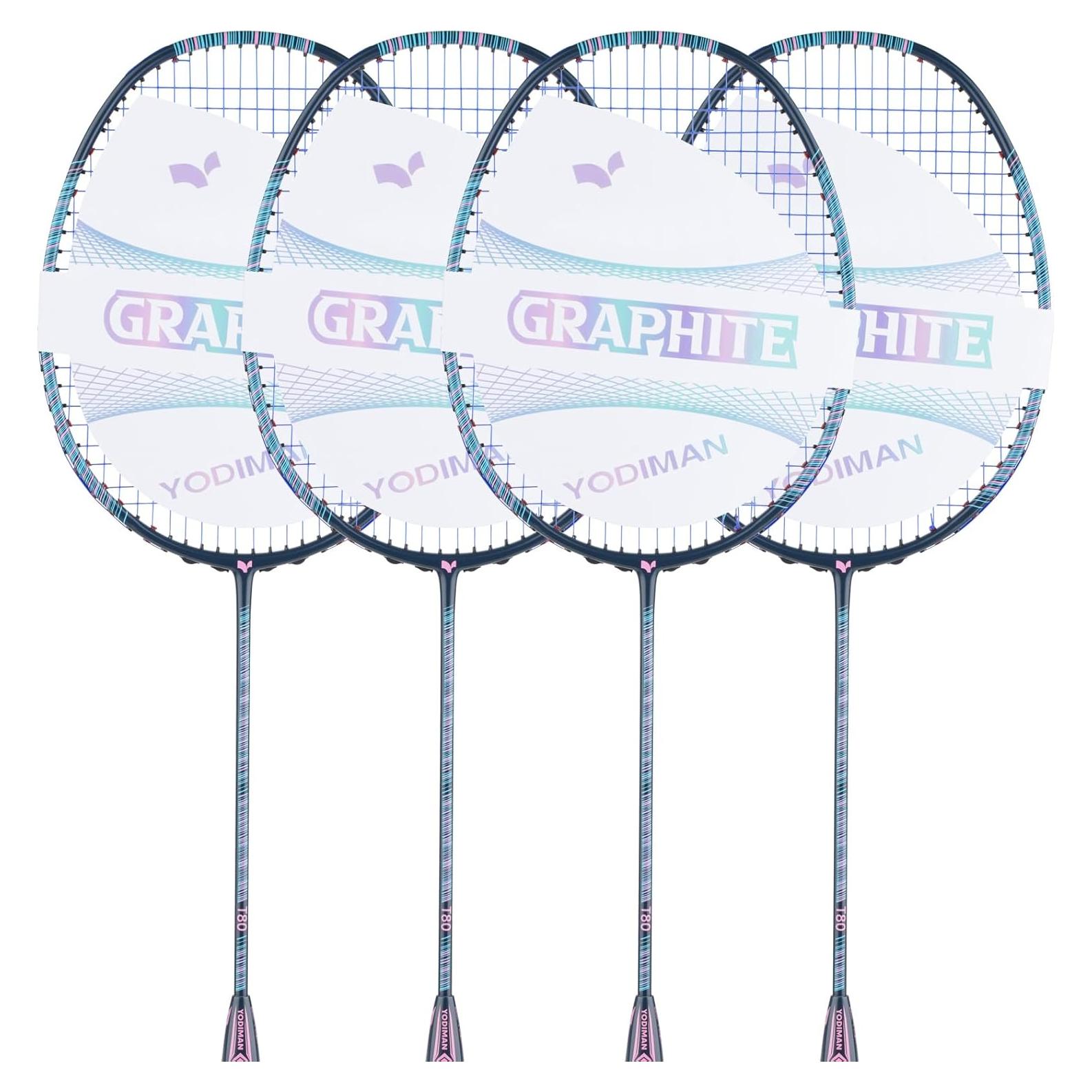 Paquete de 4 Raquetas de Bádminton YPyroblaze de Grafito 75g