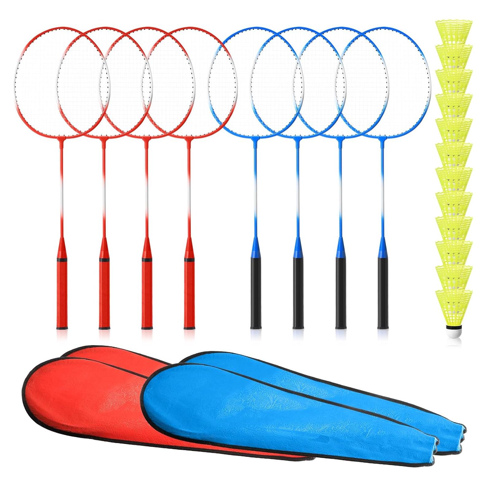 Conjunto de 8 Raquetas de Bádminton Woanger con 12 Volantes