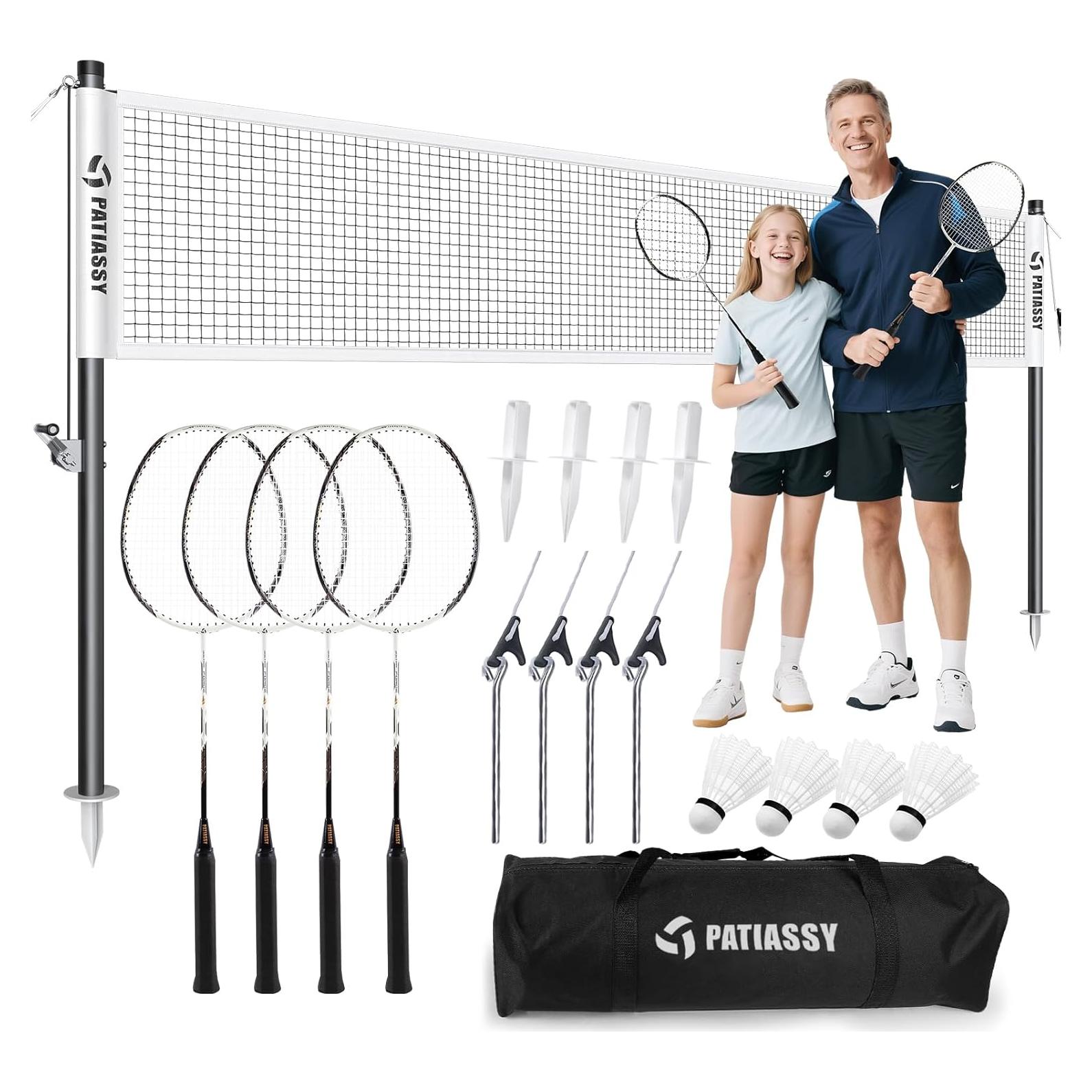 Juego de Bádminton Profesional Patiassy con Red y 4 Raquetas