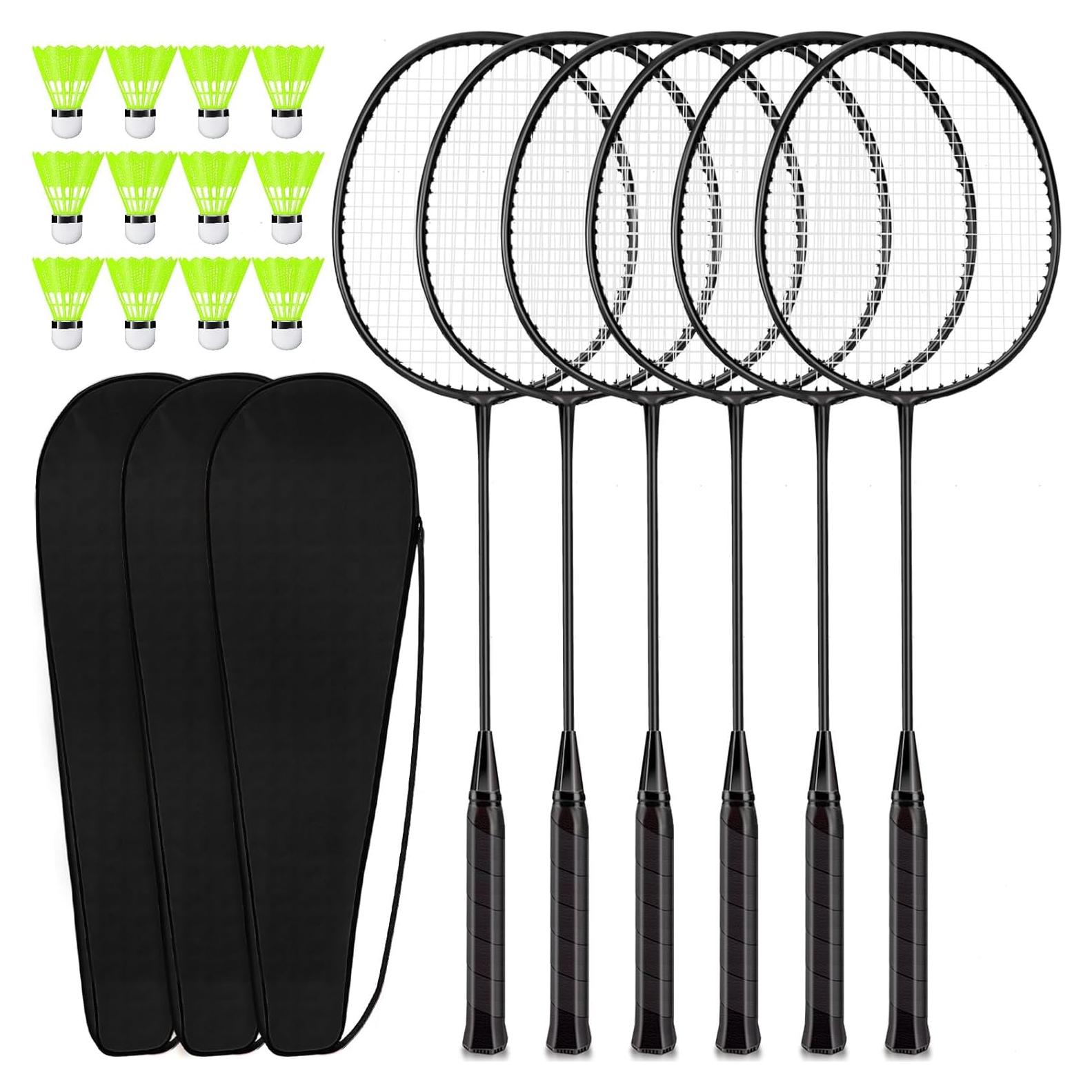 Set de Raquetas de Bádminton Chitidr - 6 Raquetas, 12 Volantes, 3 Bolsas