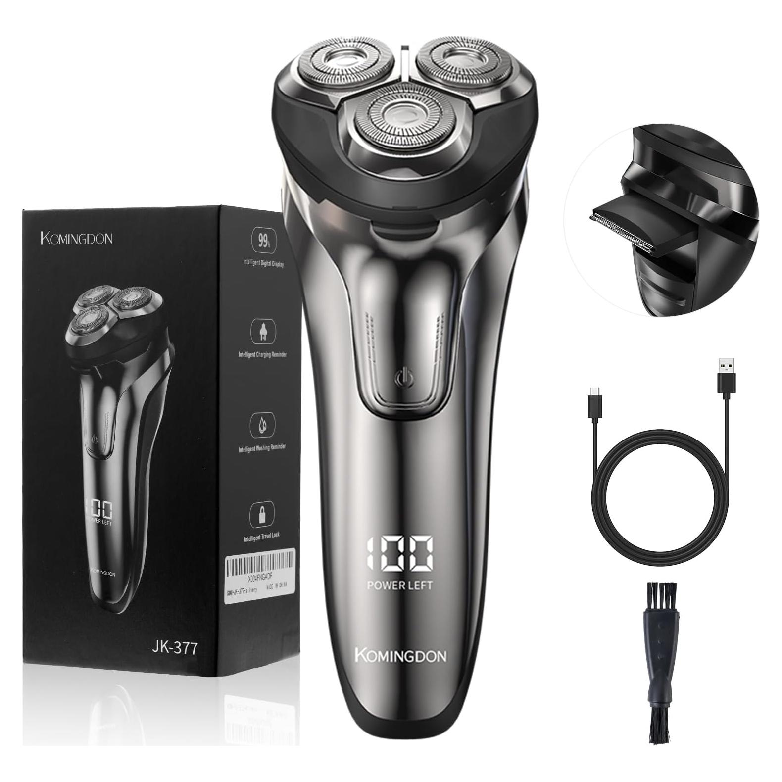 Afeitadora eléctrica KOMINGDON impermeable USB-C 4D con recortadora