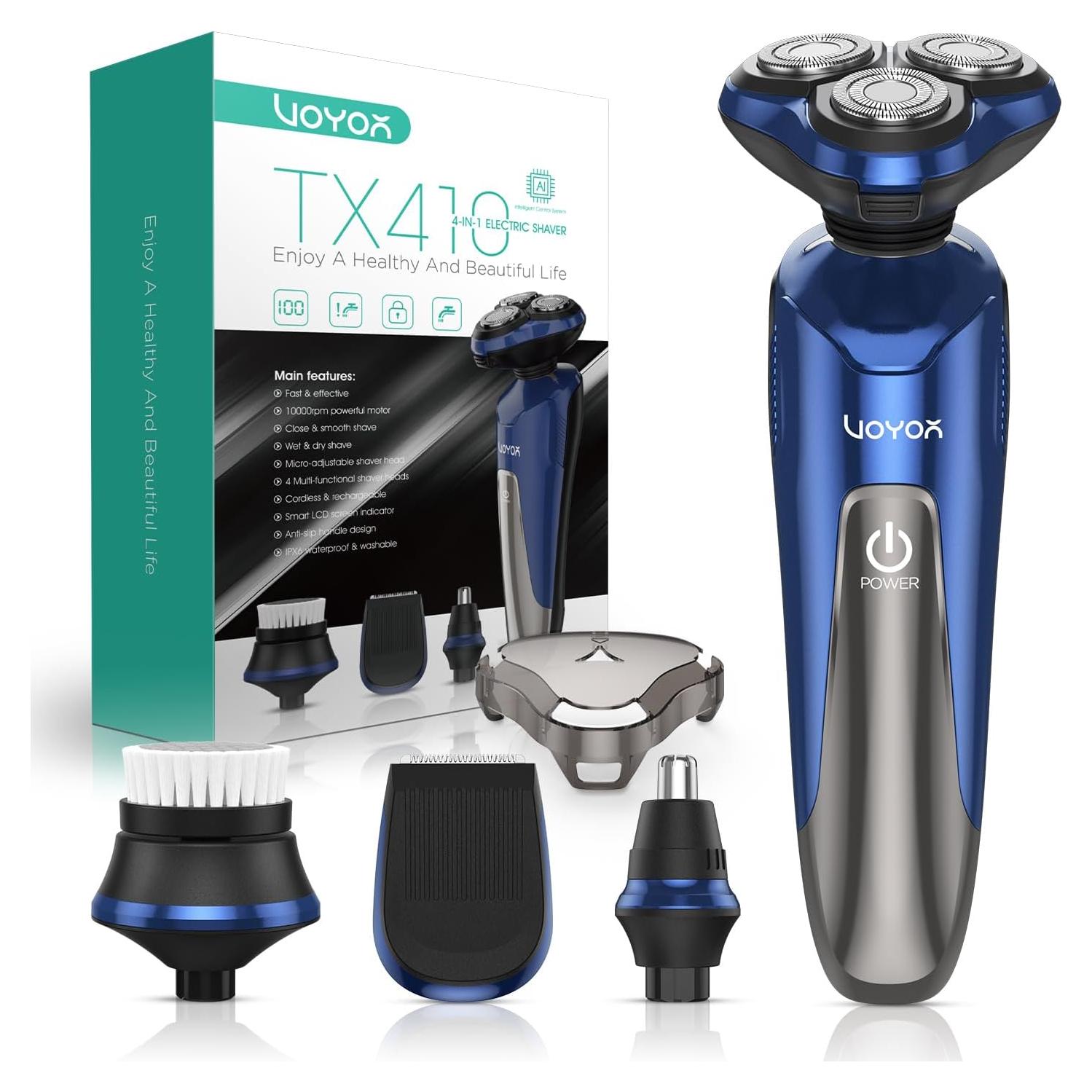 Afeitadora Eléctrica VOYOR TX410 4 en 1 Impermeable Azul