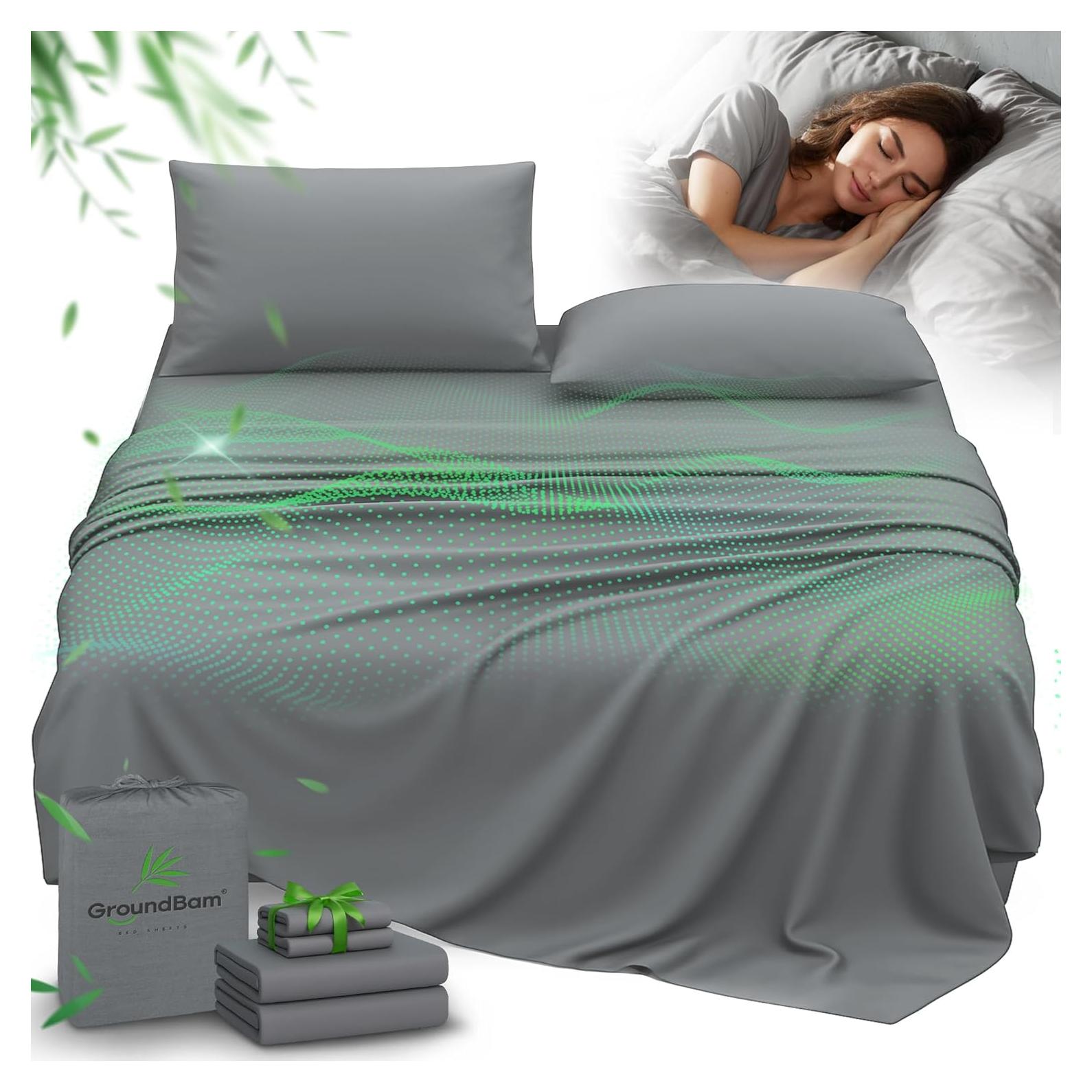Juego de Sábanas Rey GroundBam 100% Viscosa Orgánica Plata