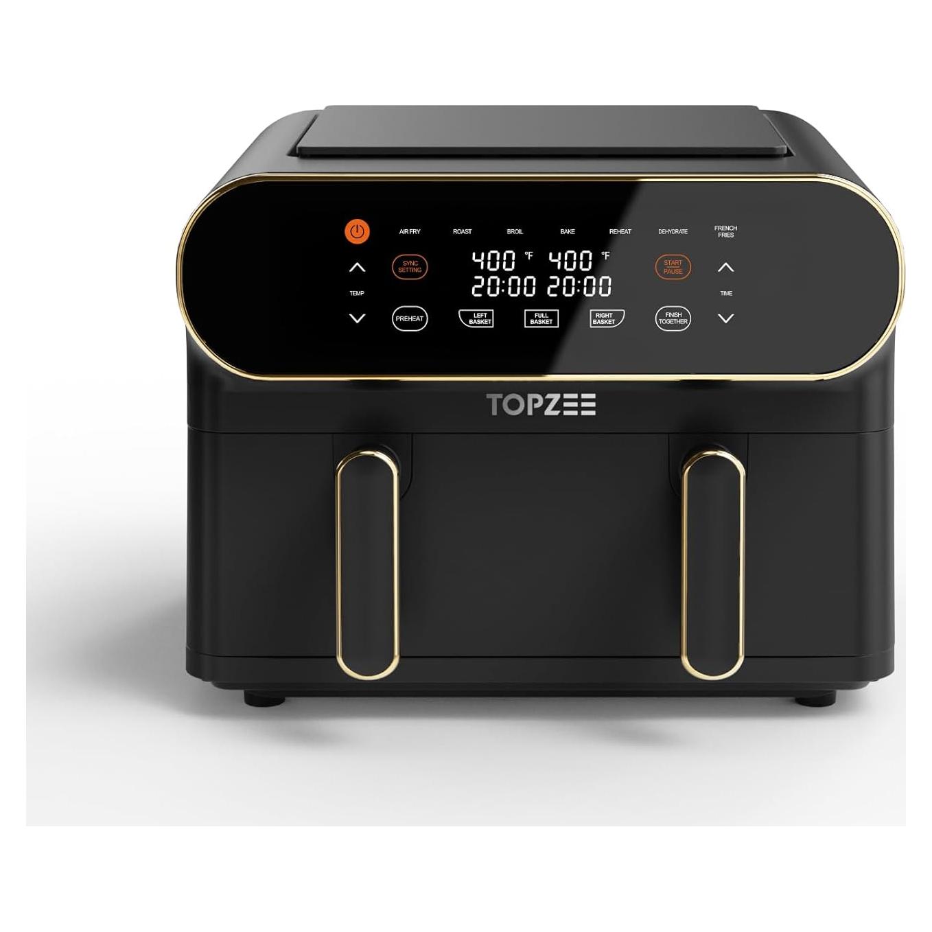 Freidora de Aire 11QT Topzee XL 8-en-1 Dorada Programable