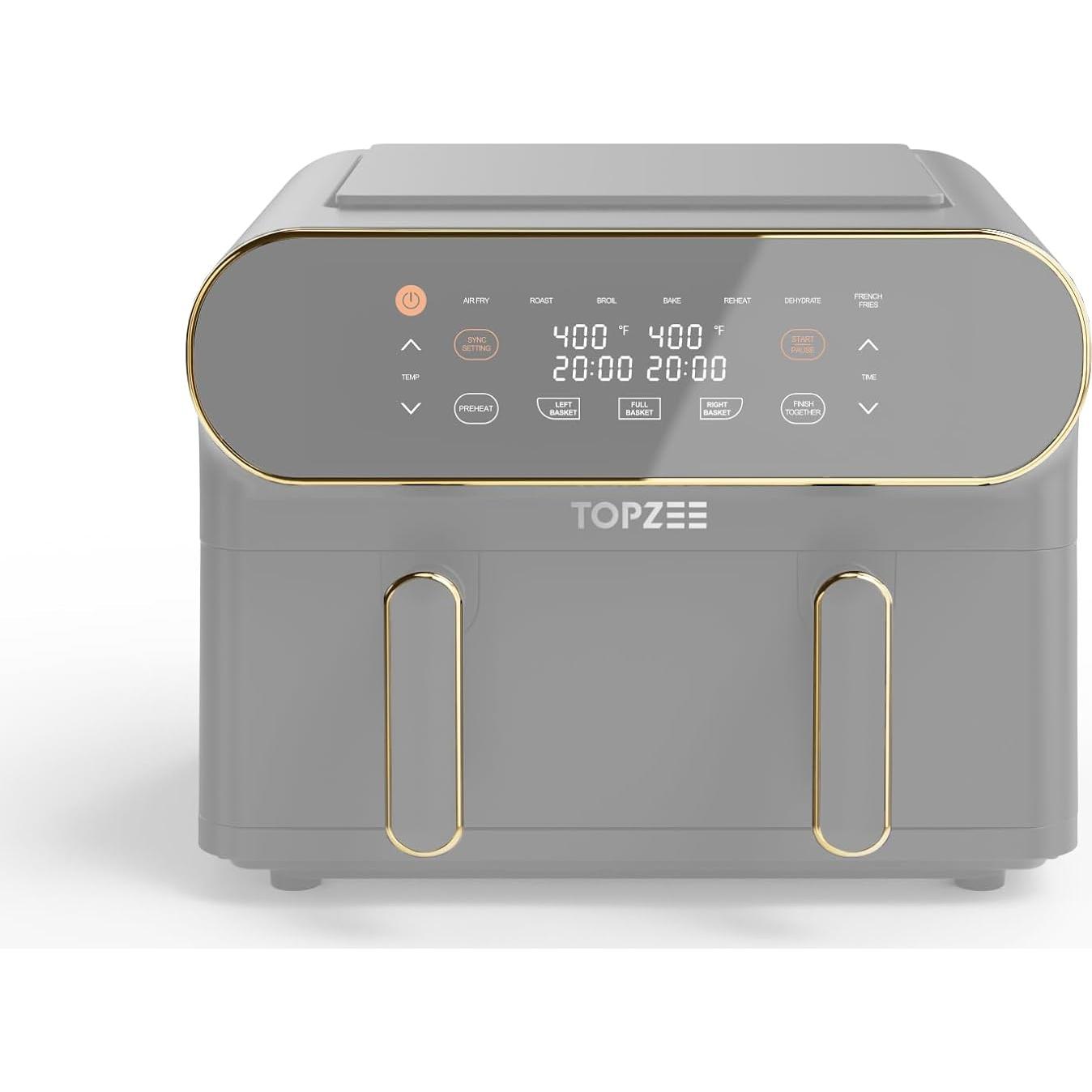 Freidora de Aire 11QT Topzee XL 8-en-1 Dorada Programable