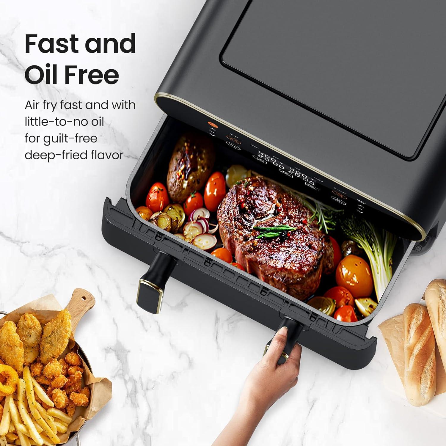 Freidora de Aire 11QT Topzee XL 8-en-1 Dorada Programable