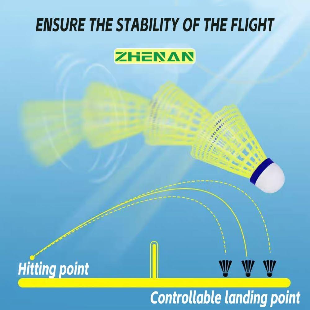 Paquete de 12 Plumas de Bádminton ZHENAN Nylon Amarillo