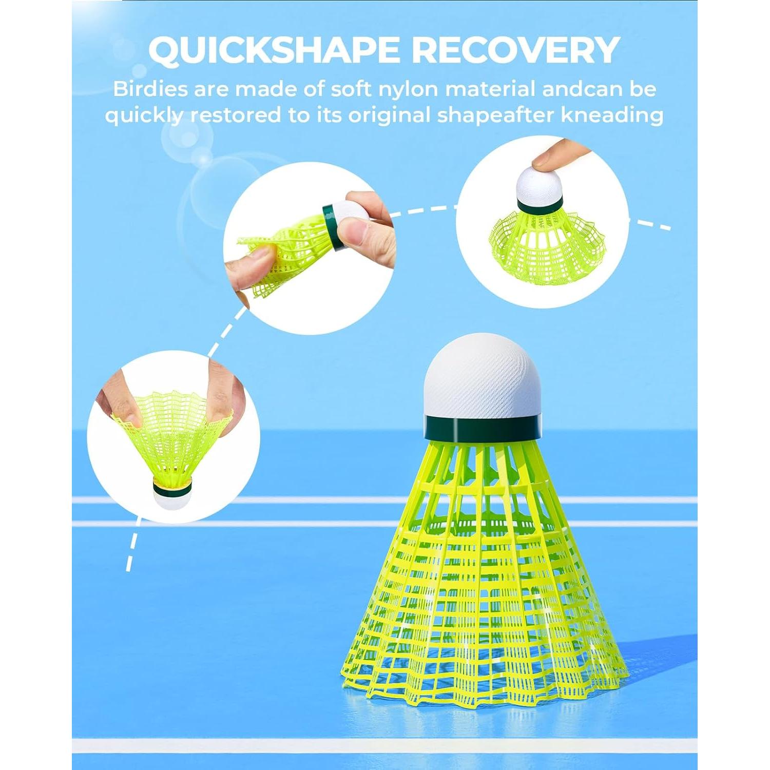 Plumas de Bádminton HIRALIY SC12-Y Nylon 12 Piezas Amarillo