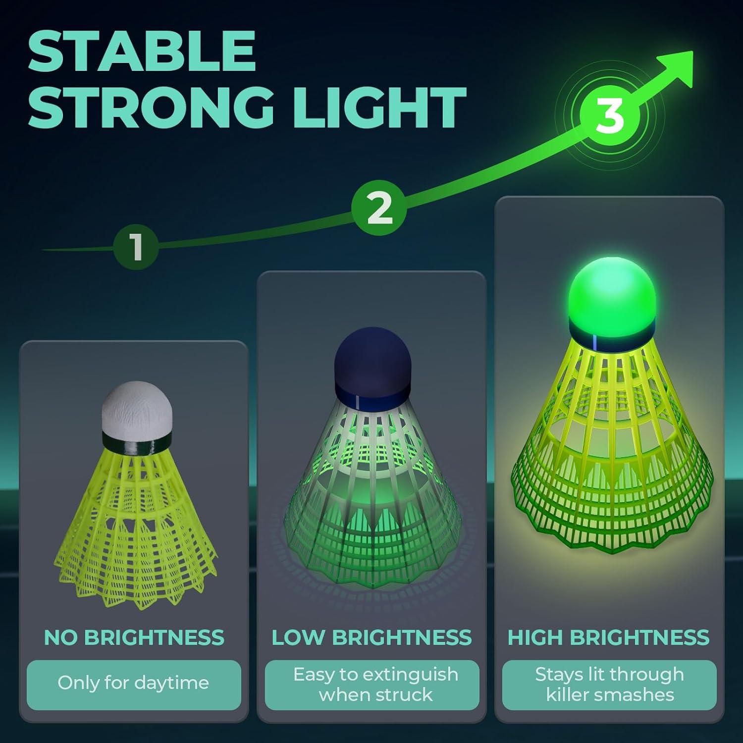 Volantes de Bádminton Iluminados HIRALIY 6 Pcs Nylon