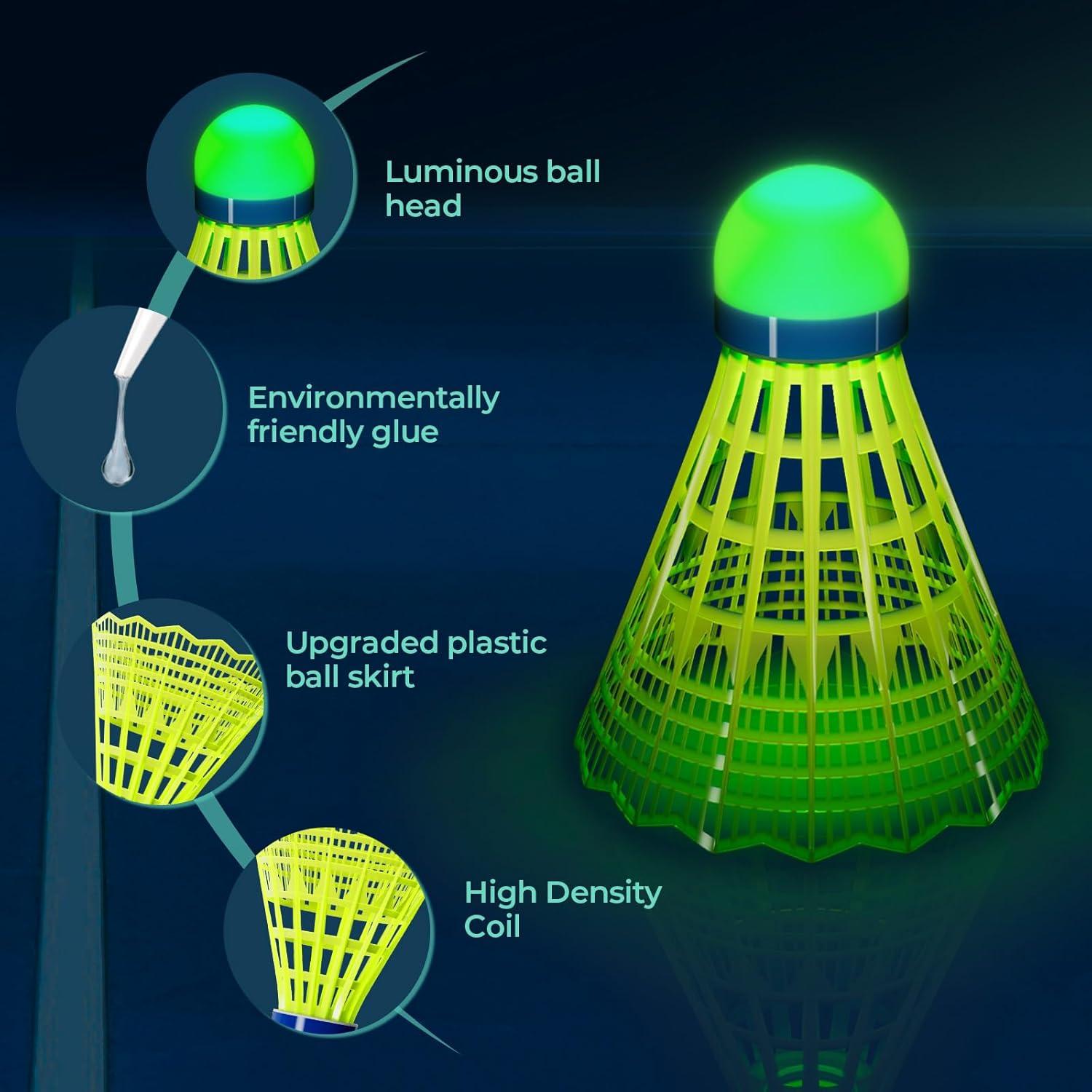 Volantes de Bádminton Iluminados HIRALIY 6 Pcs Nylon