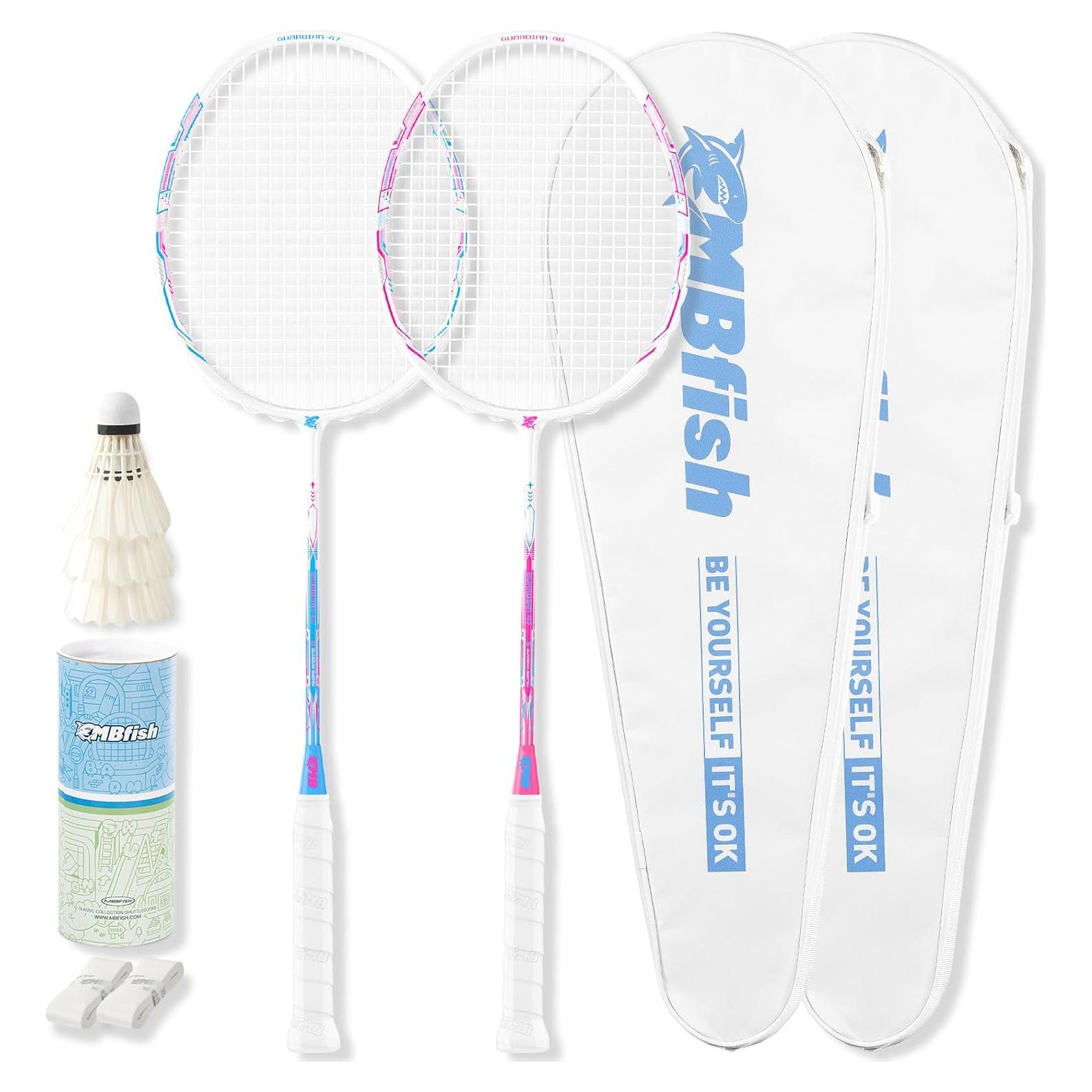 Juego de Raquetas de Bádminton MBFISH 2 Raquetas Fibra Carbono