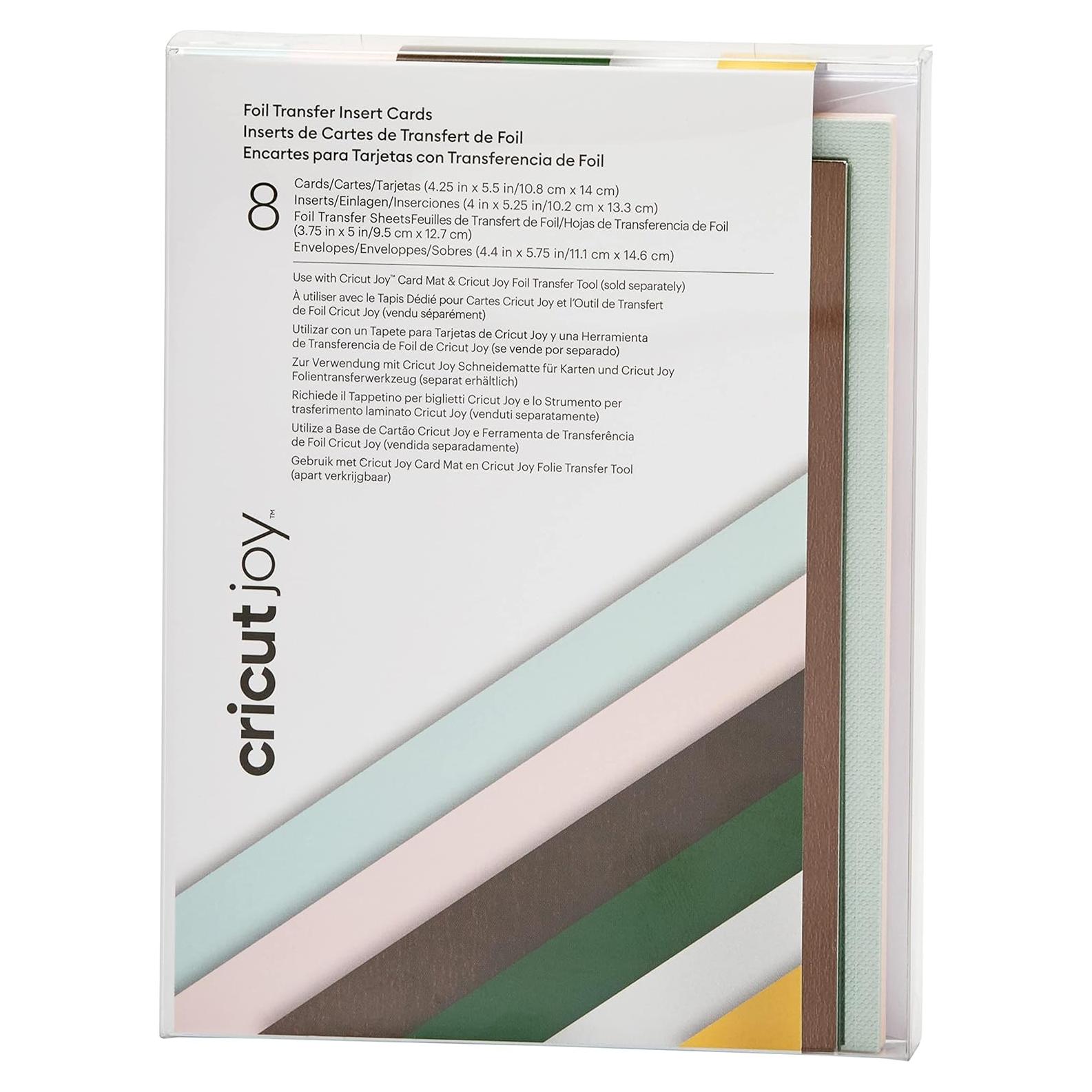 Tarjetas de Inserción Transferencia Foil Cricut Joy A2 8 Pzas