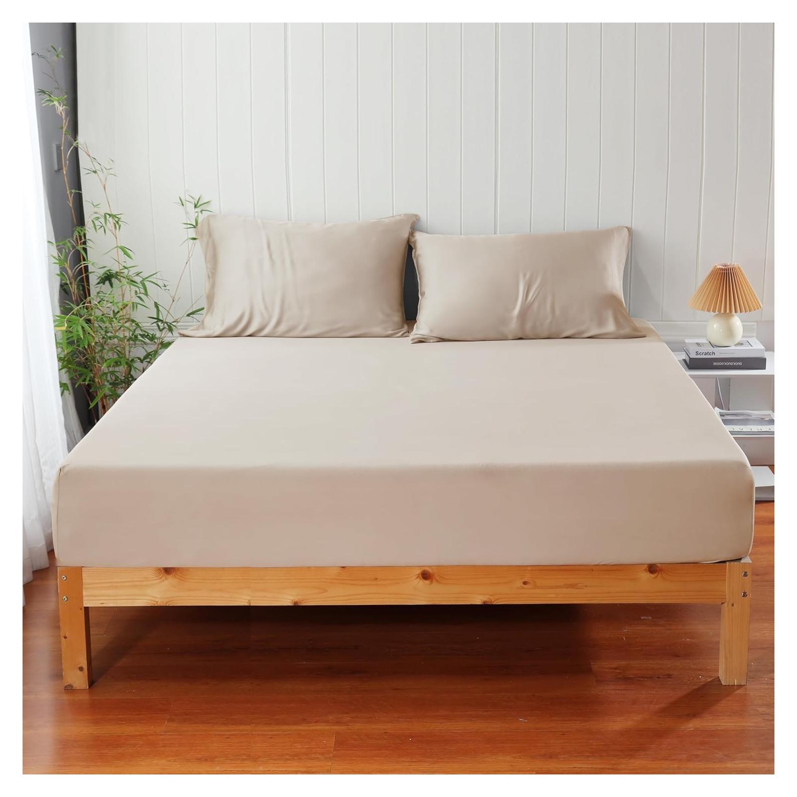 Juego de Sábanas Ajustadas Doble Zaizaihome 3 Piezas Viscosa Bambú