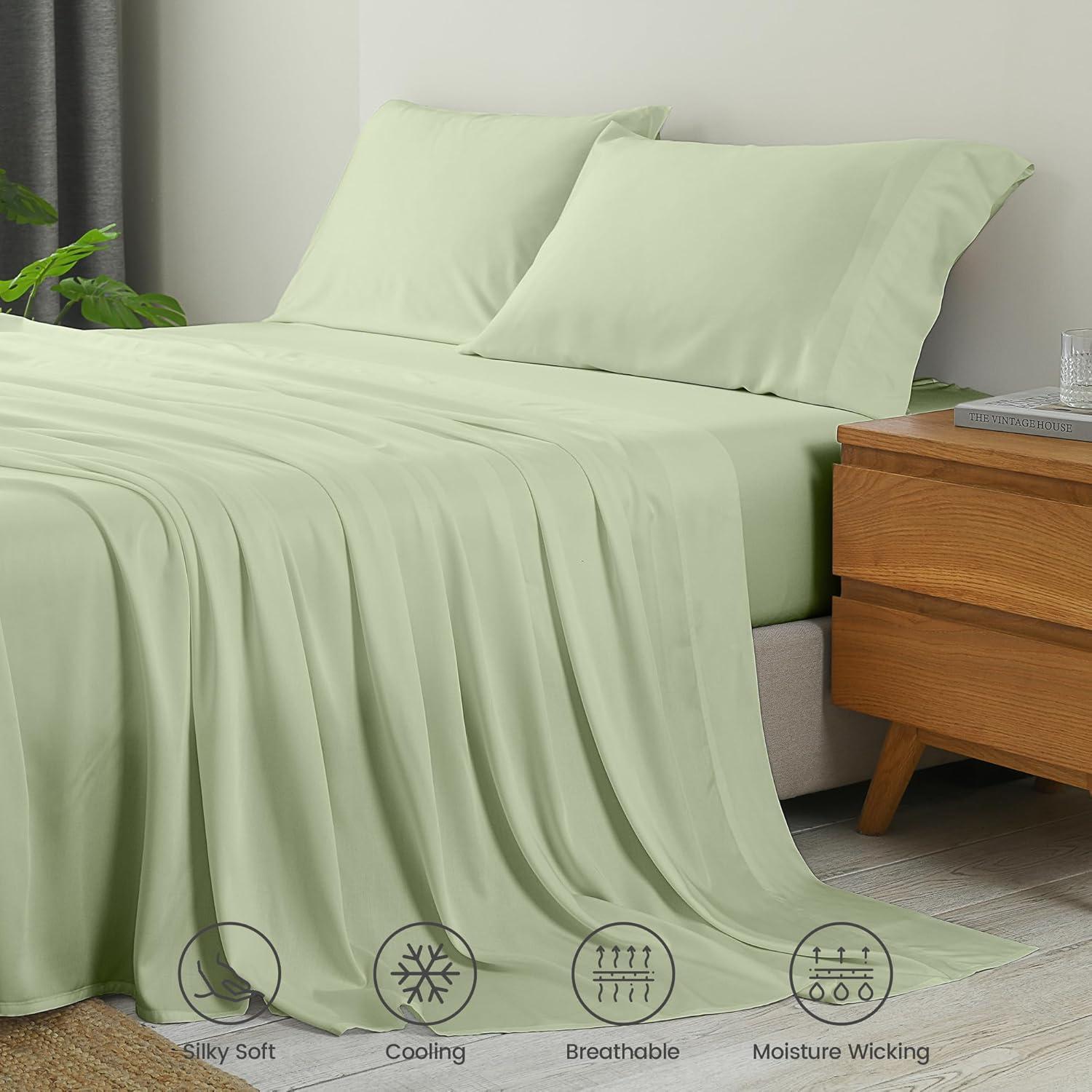 Sábanas Queen Rosecret 100% Viscosa Bambú Verde Salvia