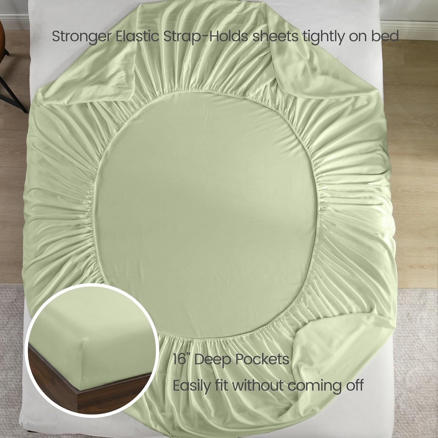 Sábanas Queen Rosecret 100% Viscosa Bambú Verde Salvia