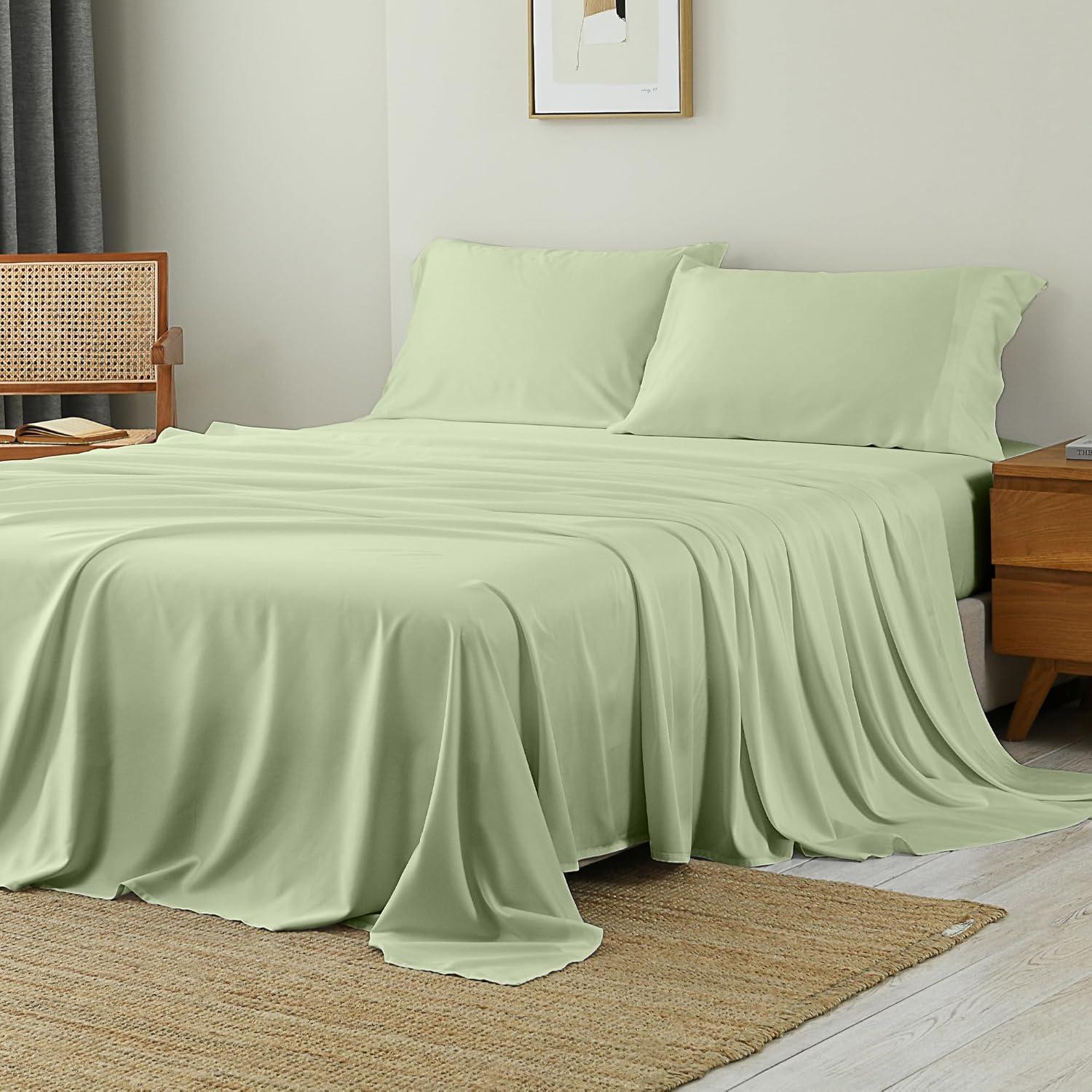 Sábanas Queen Rosecret 100% Viscosa Bambú Verde Salvia