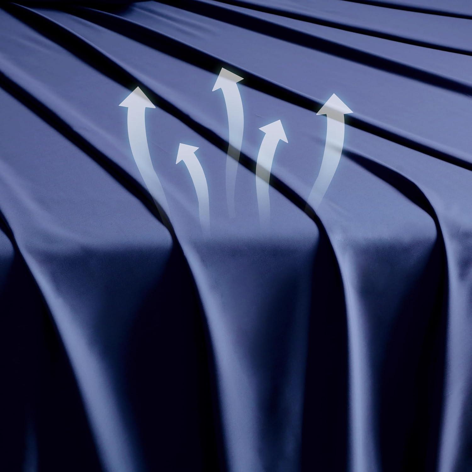 Sábana Plana Completa Zaizaihome Viscosa de Bambú Azul Marino